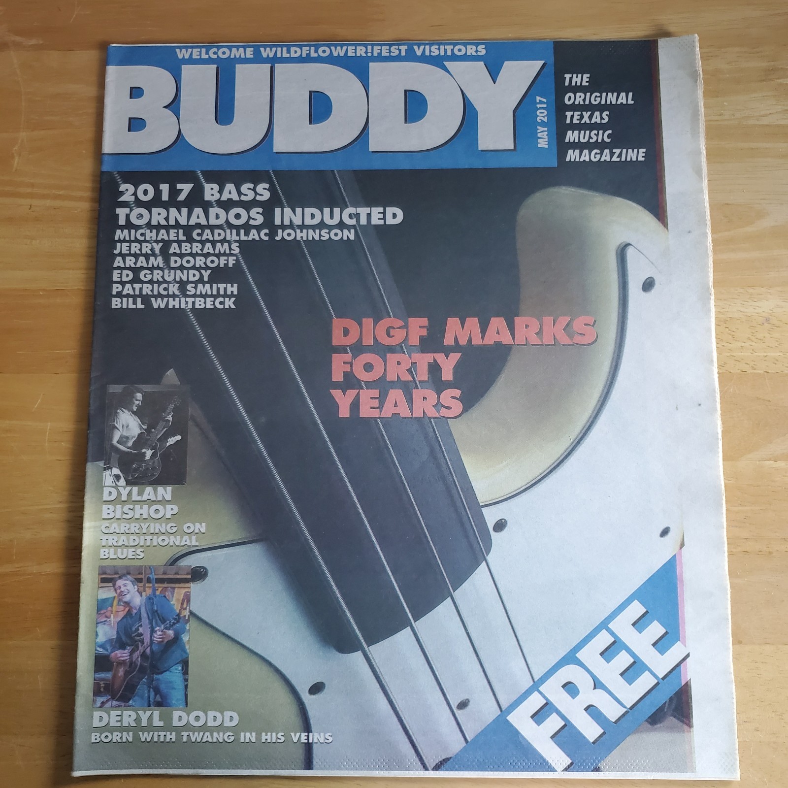 DIGF 40 years, 2017 BUDDY: The Original Texas Music Magazine News~Dylan Bishop +