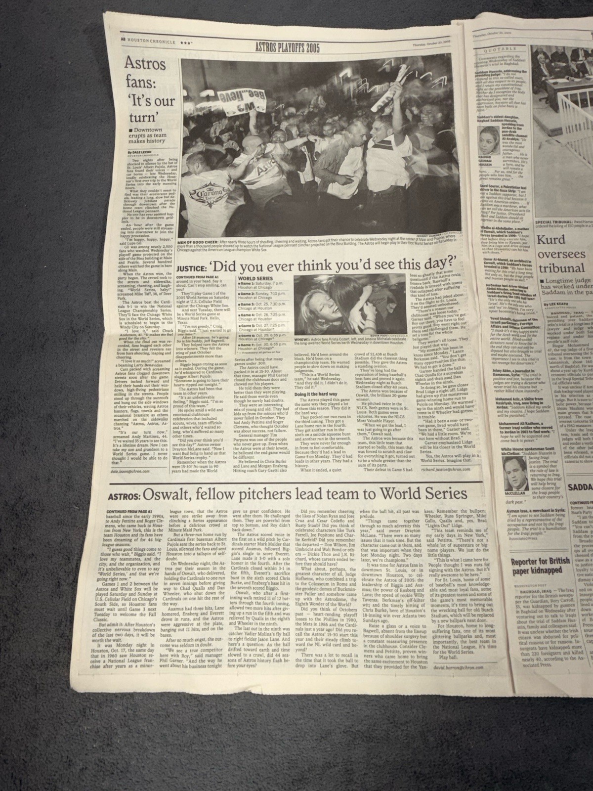 Houston Chronicle 2005 Astros Pennant World Series Headline Complete NL CHAMPS