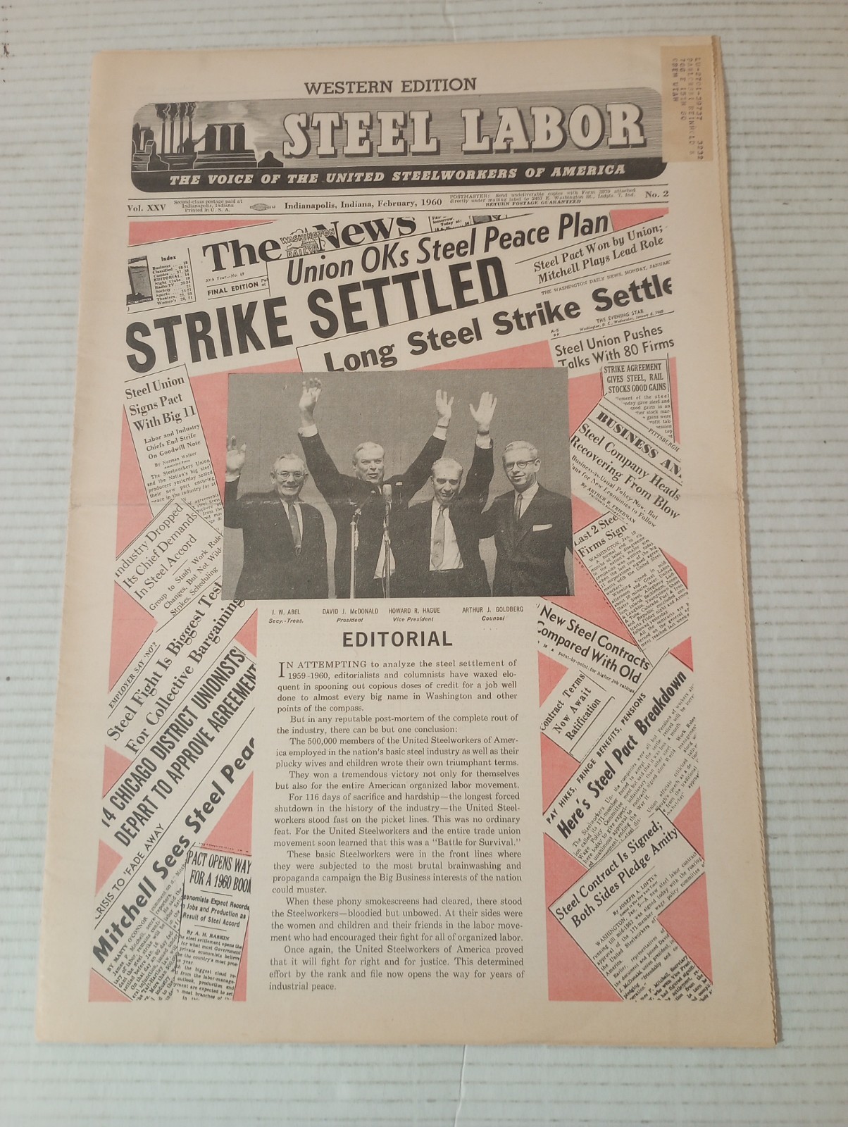 Steel Labor News Feb 1960 Strike-Free Industry Seen As Next Steelworker Goal