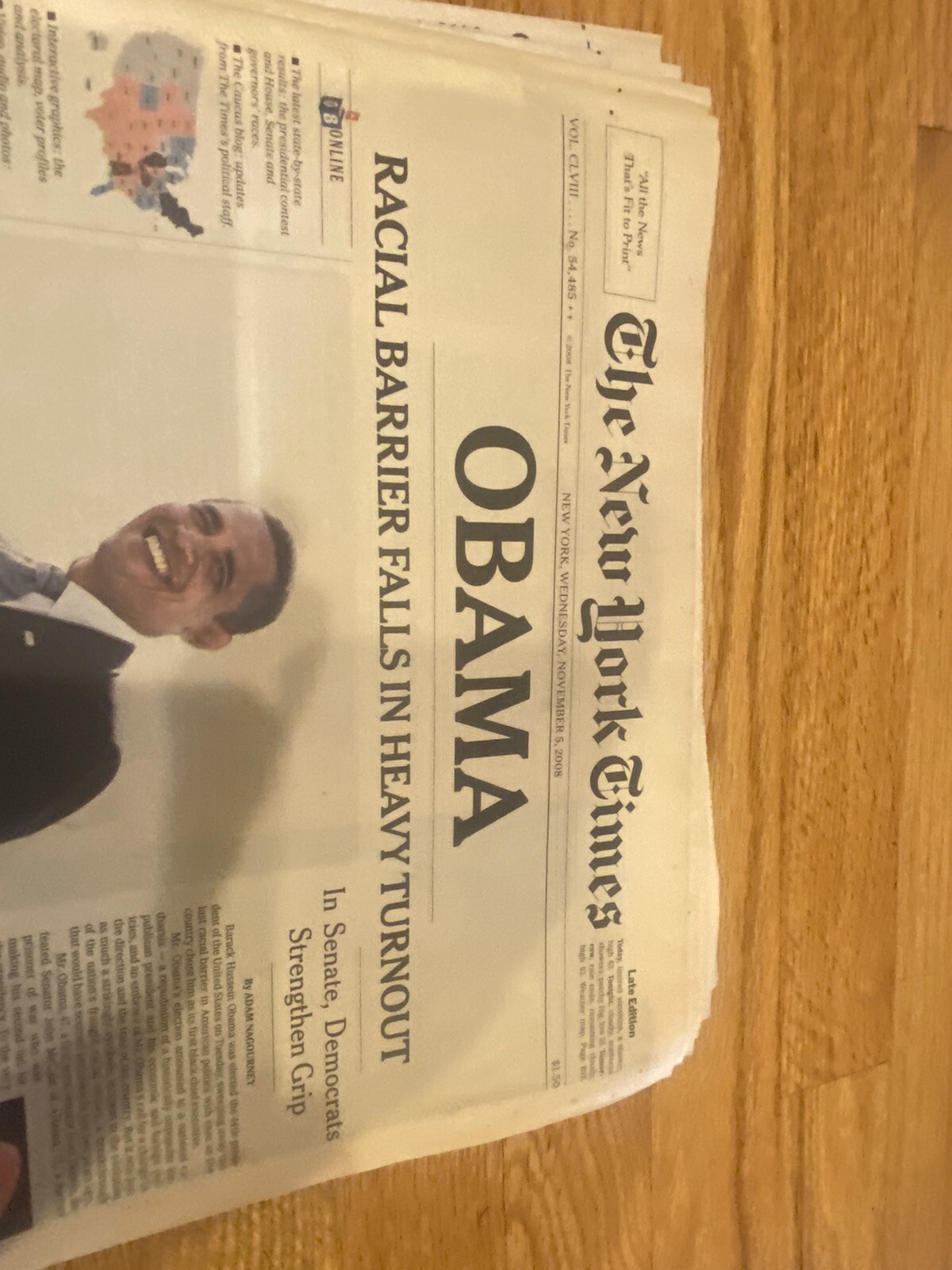 New York Times November 5, 2008 – Barack Obama Becomes United States President