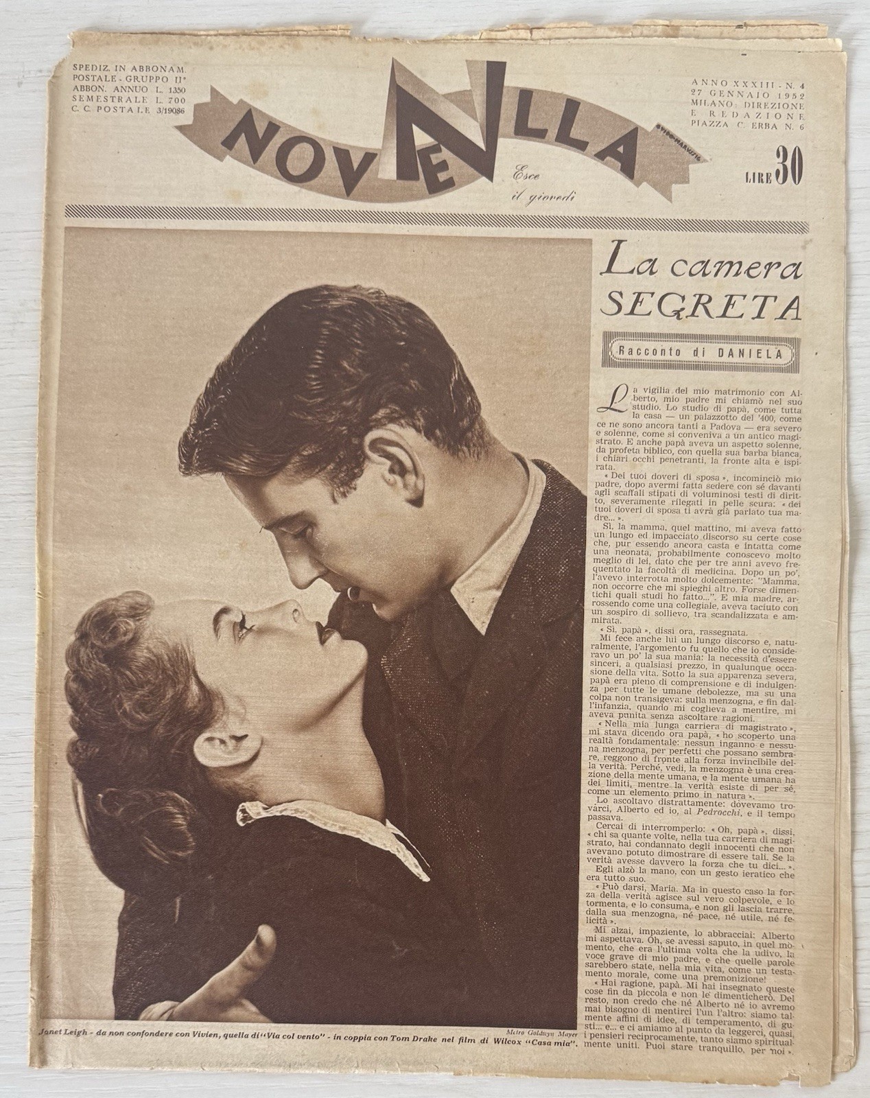 NEW RIZZOLI 4 1952 XXXIII Janet Leigh Tom Drake Women’s Literary Magazine