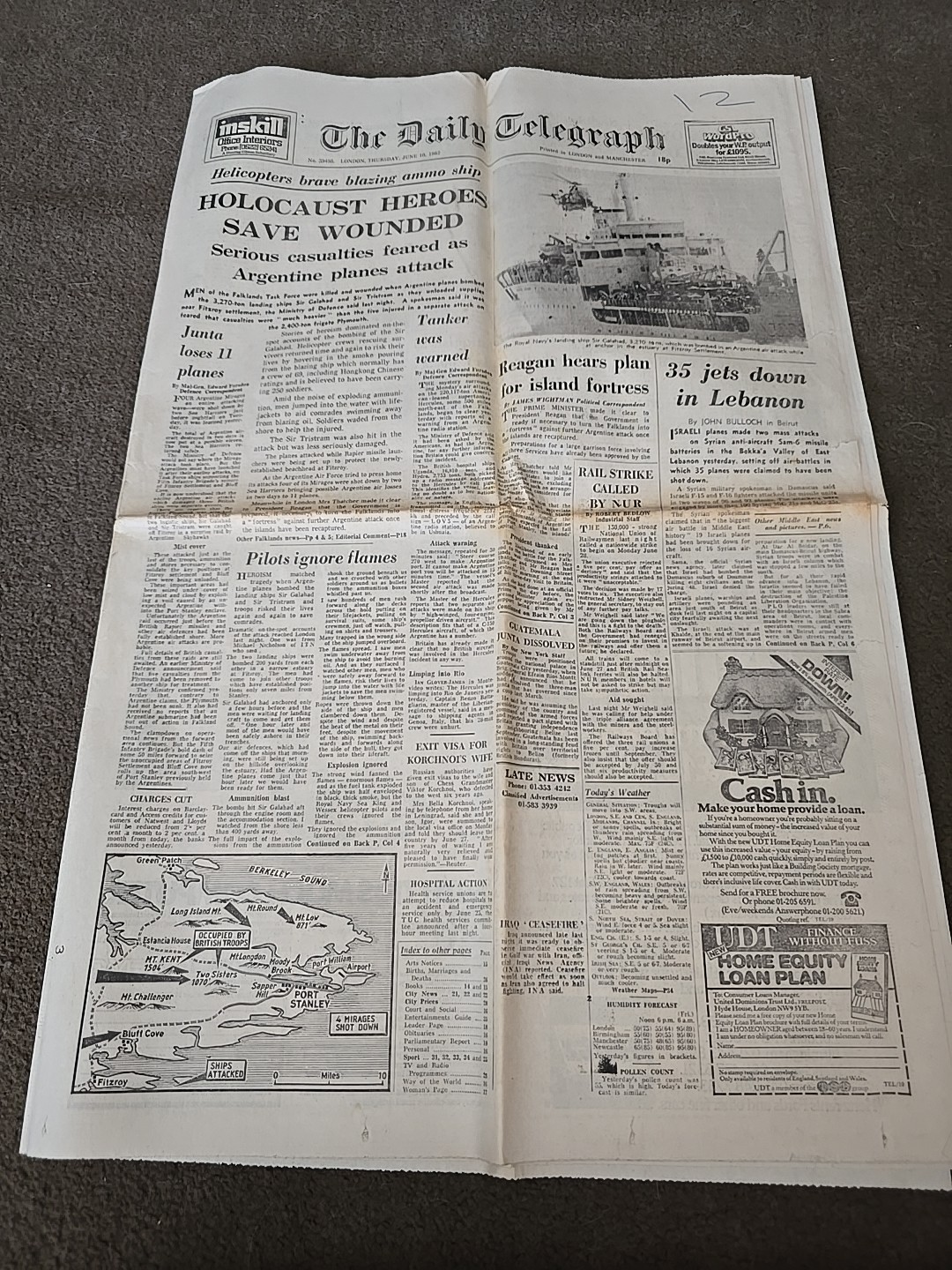 The Daily Telegraph. Thursday June 10th 1982. Not Full Paper As Shown