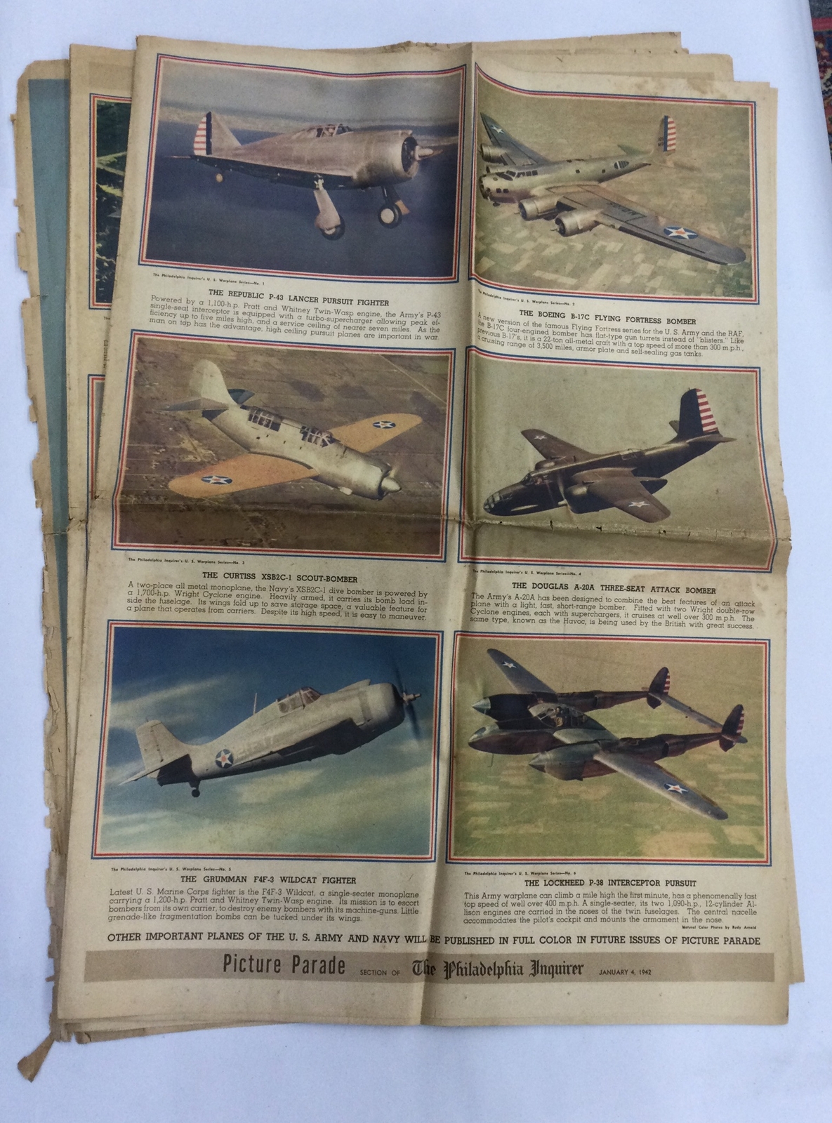 The Philadelphia Inquirer (3 Newspapers), Oct. 1941, Jan. 1942, Feb. 1942