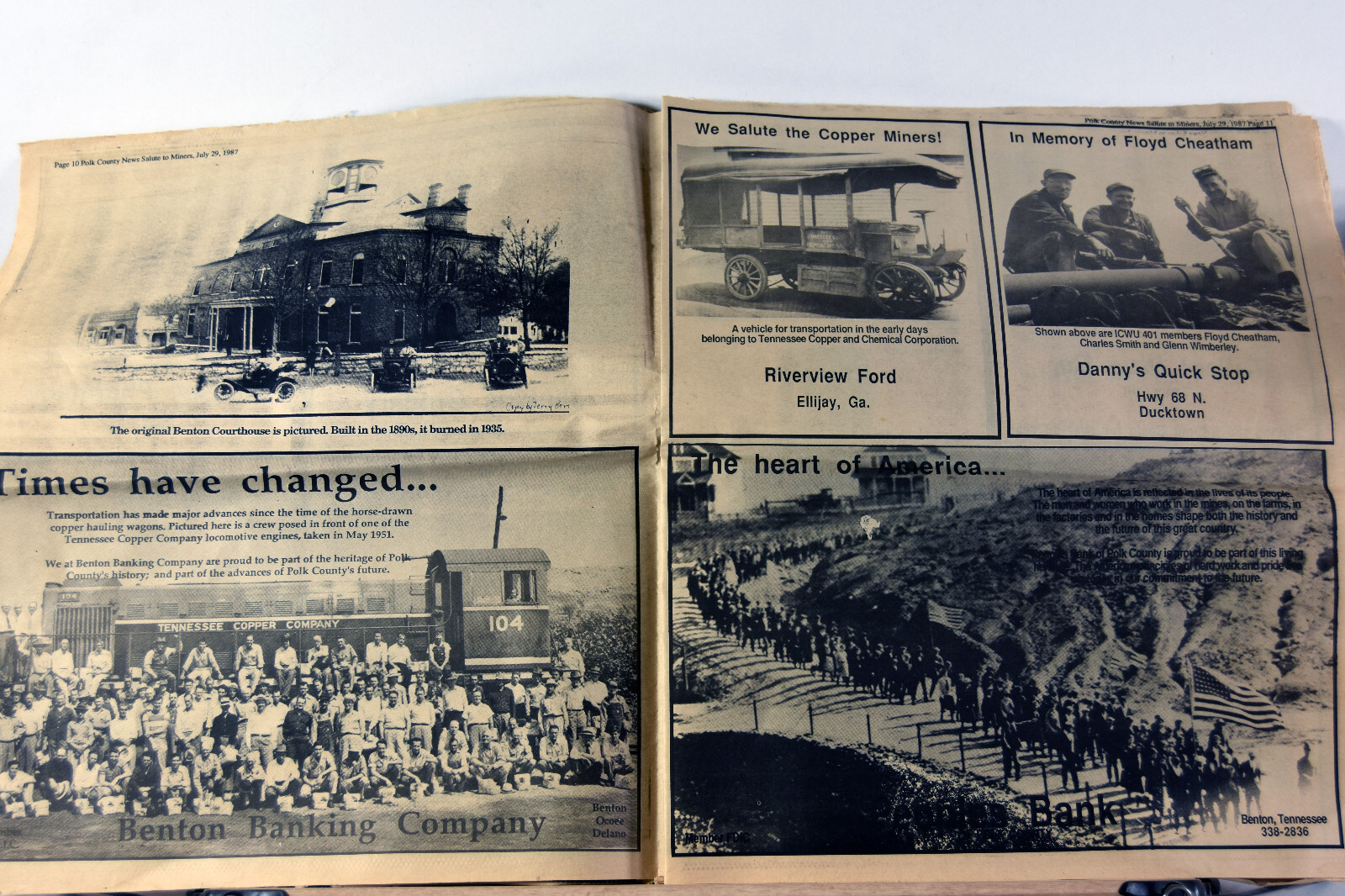 1987 Newspaper Tennessee Ducktown Copperhill Copper Basin Miners Ads RARE