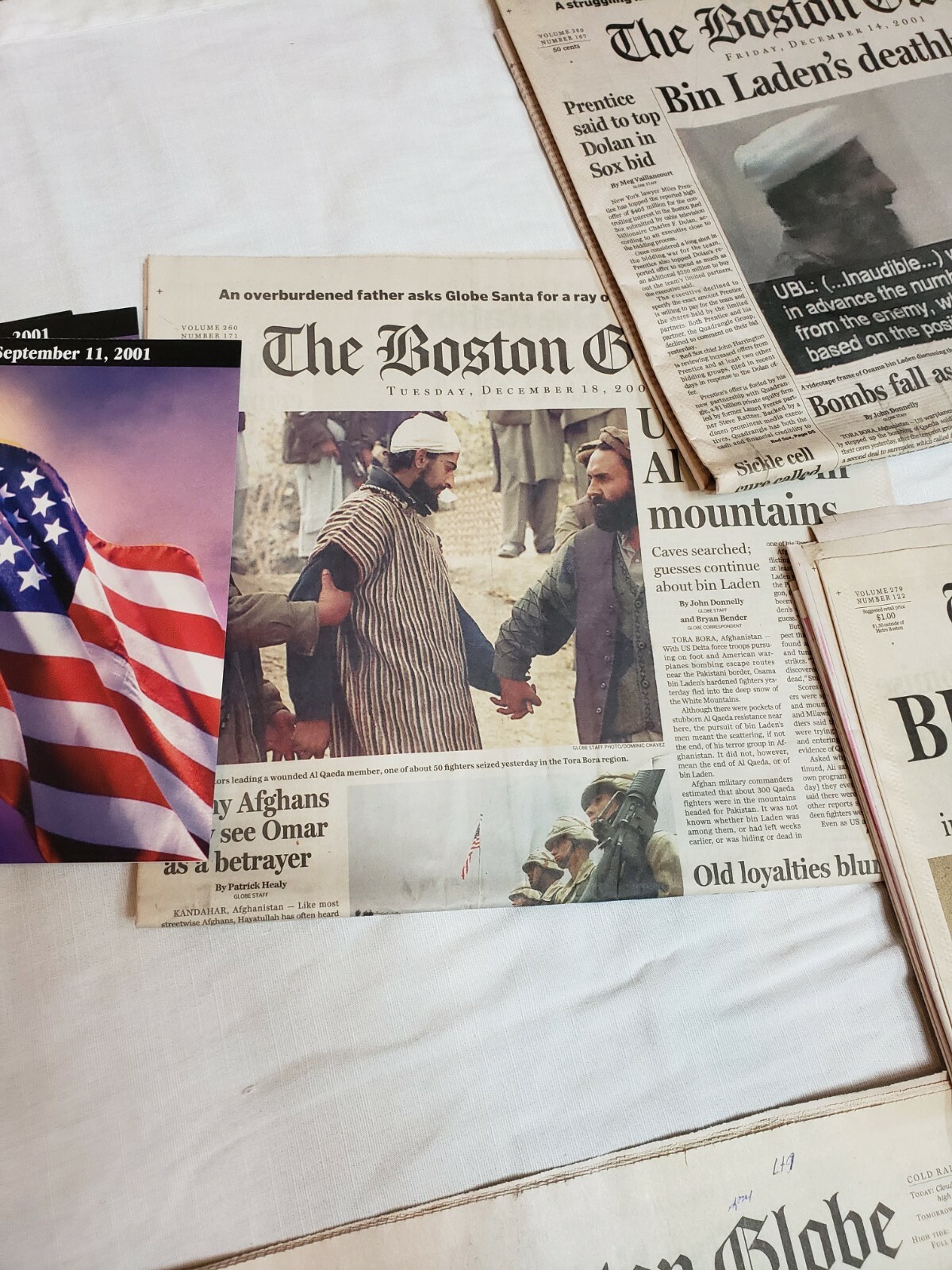 Large September 11, 2001 The Boston Globe Newspaper Lot – War on Terror Reports