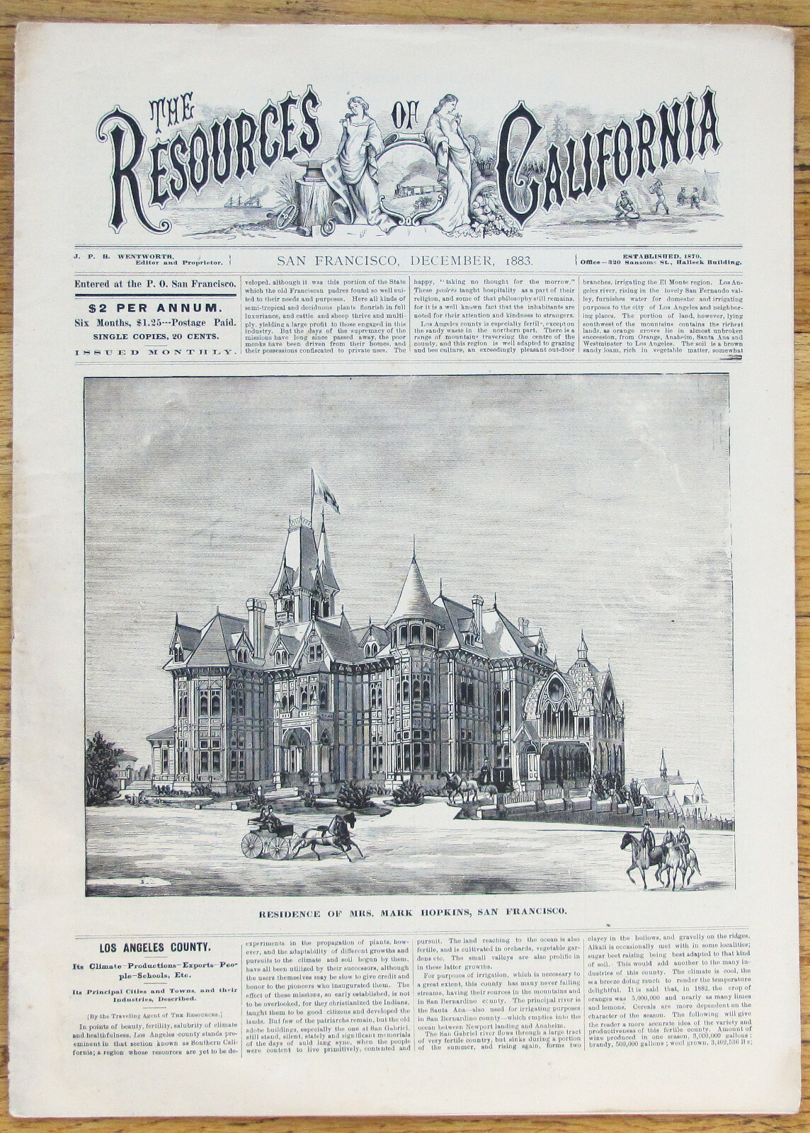THE RESOURCES OF CALIFORNIA ~ EARLIEST ILLUSTRATED NEWSPAPER IN CALIFORNIA -1883