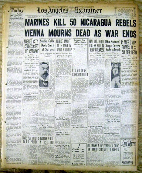 1927 newspaper US MARINES are SENT to NICARAGUA to end REVOLUTION against SAMOZA