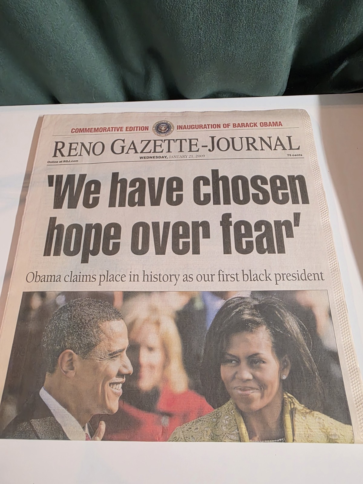 Reno Gazette-Journal Commemorative Edition Barack Obama Inauguration Jan 21 2009