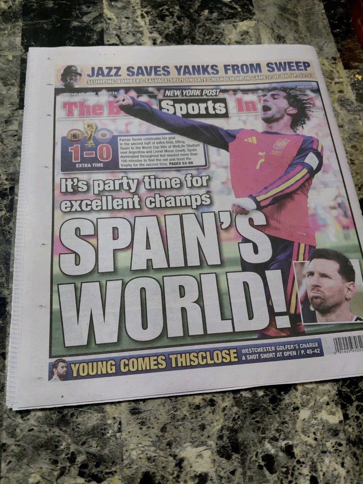 Spain REINGS NEW YORK POST BEATS ARGENTINA 1-0 TO WIN WORLD CUP 6/20/26