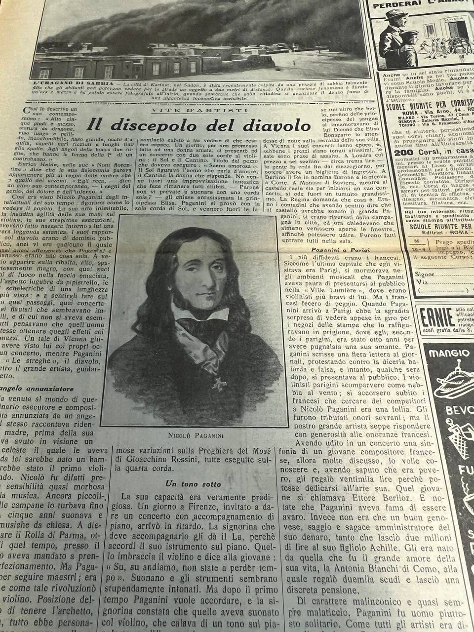 1933 Benito MUSSOLINI Duce DUX Nicolo Paganini Italian Domenica del Corriere C7