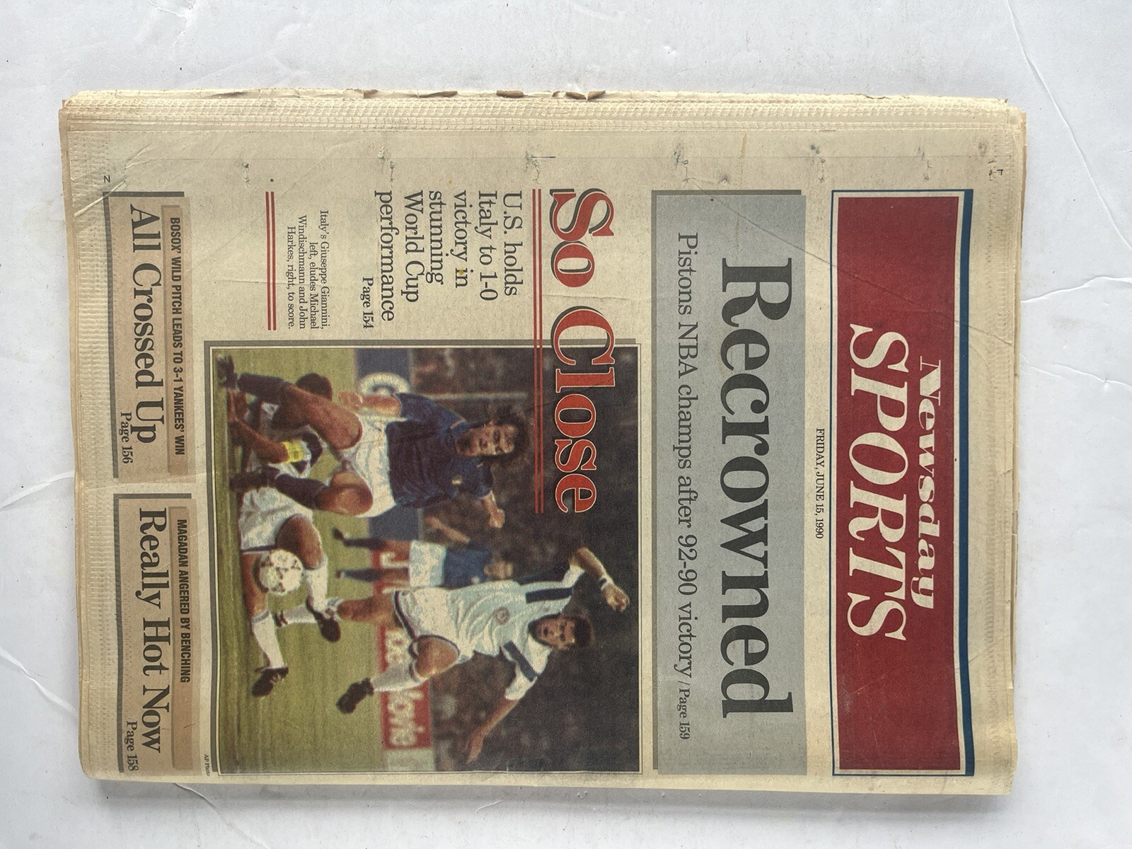 New York Newsday Newspaper NY June 15 1990 Detroit Pistons US Italy World Cup