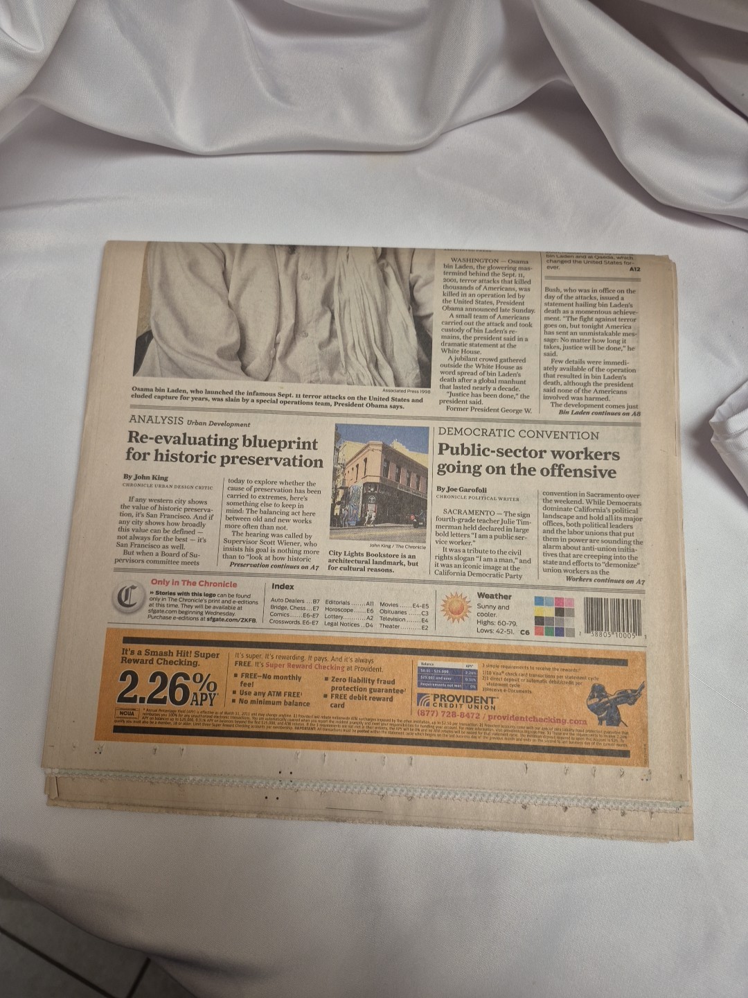 Sanfrancisco Chronicle May 2 2011 US Kills Osama Bin Laden