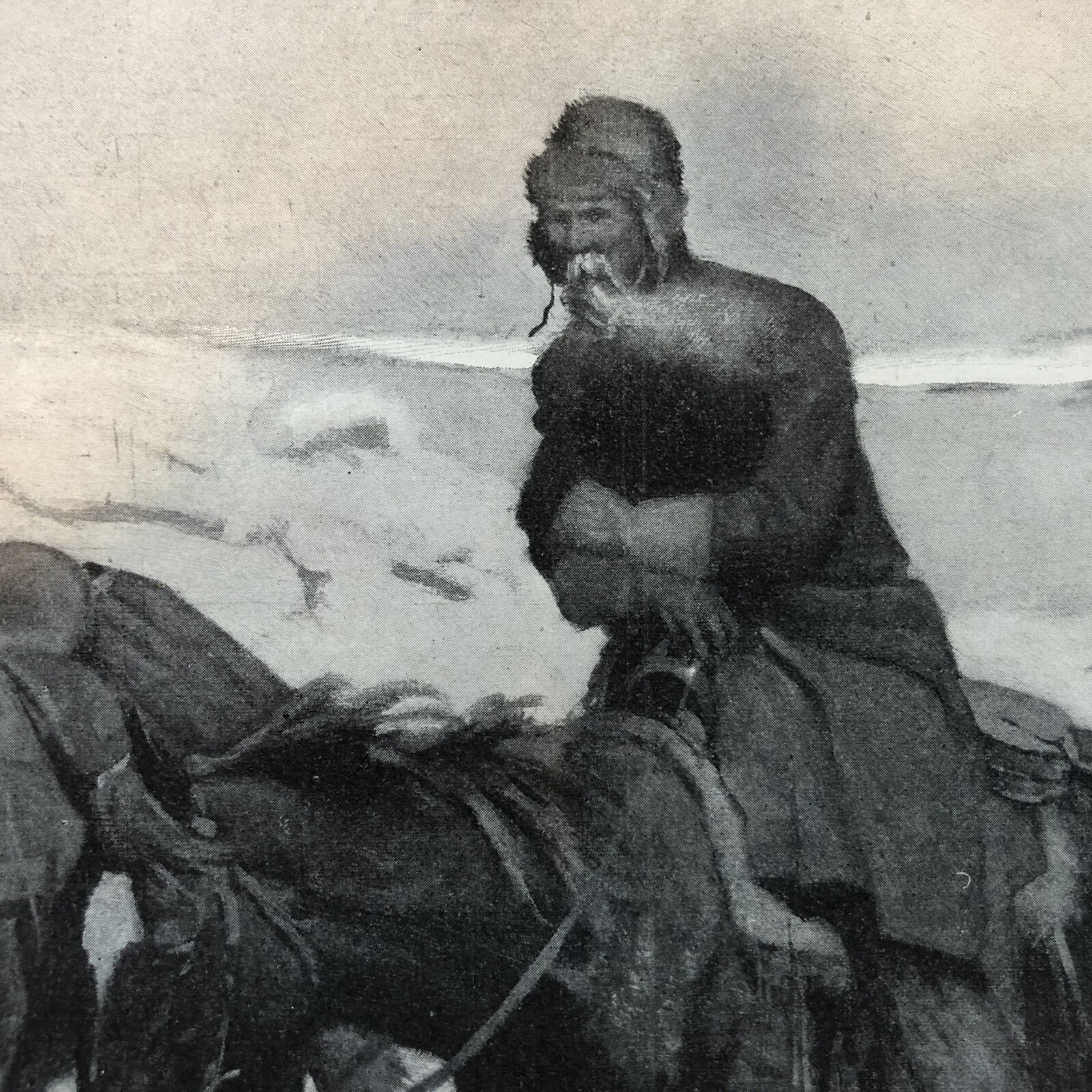 1900 newspaper CENTERFOLD FREDERIC REMINGTON ILLUSTRATION ‘Frozen Sheep-Herder’