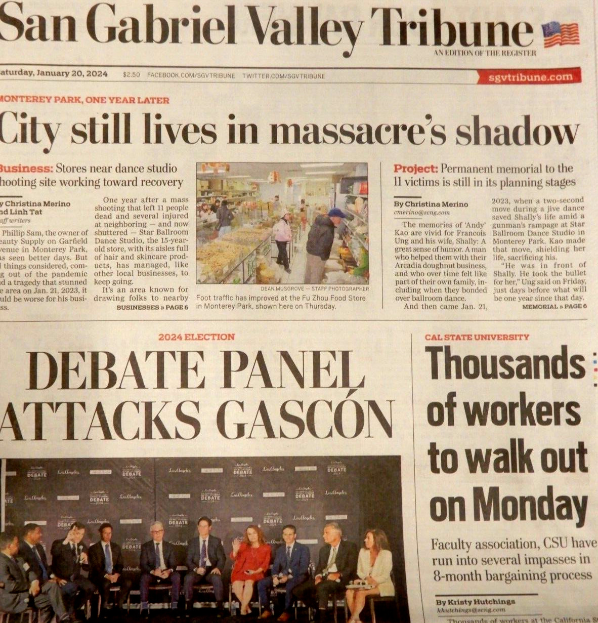 SAN GABRIEL VALLEY TRIBUNE NEWSPAPER January 20 2024 ALEC BALDWIN INDICTED 49ers