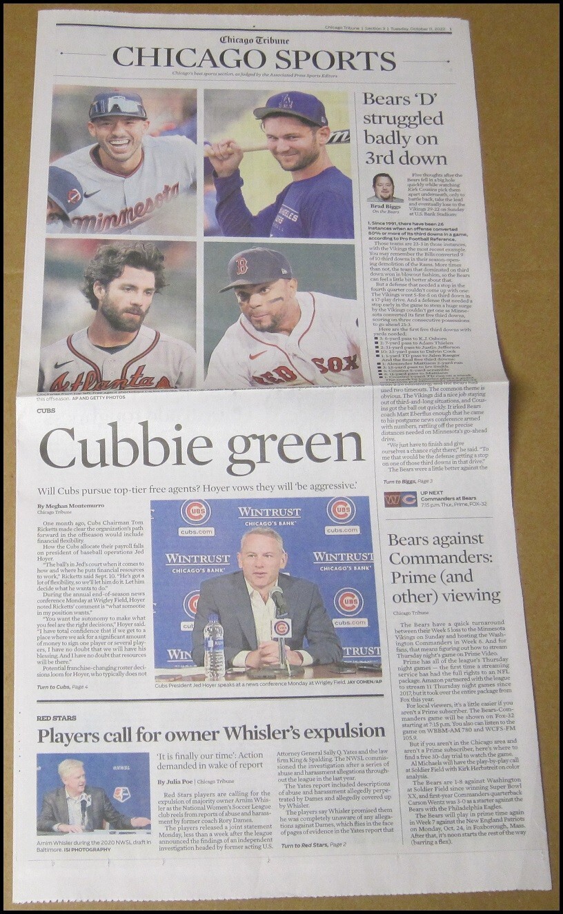 10/11/2022 Chicago Tribune Sports MLB Free Agents Dansby Swanson Carlos Correa