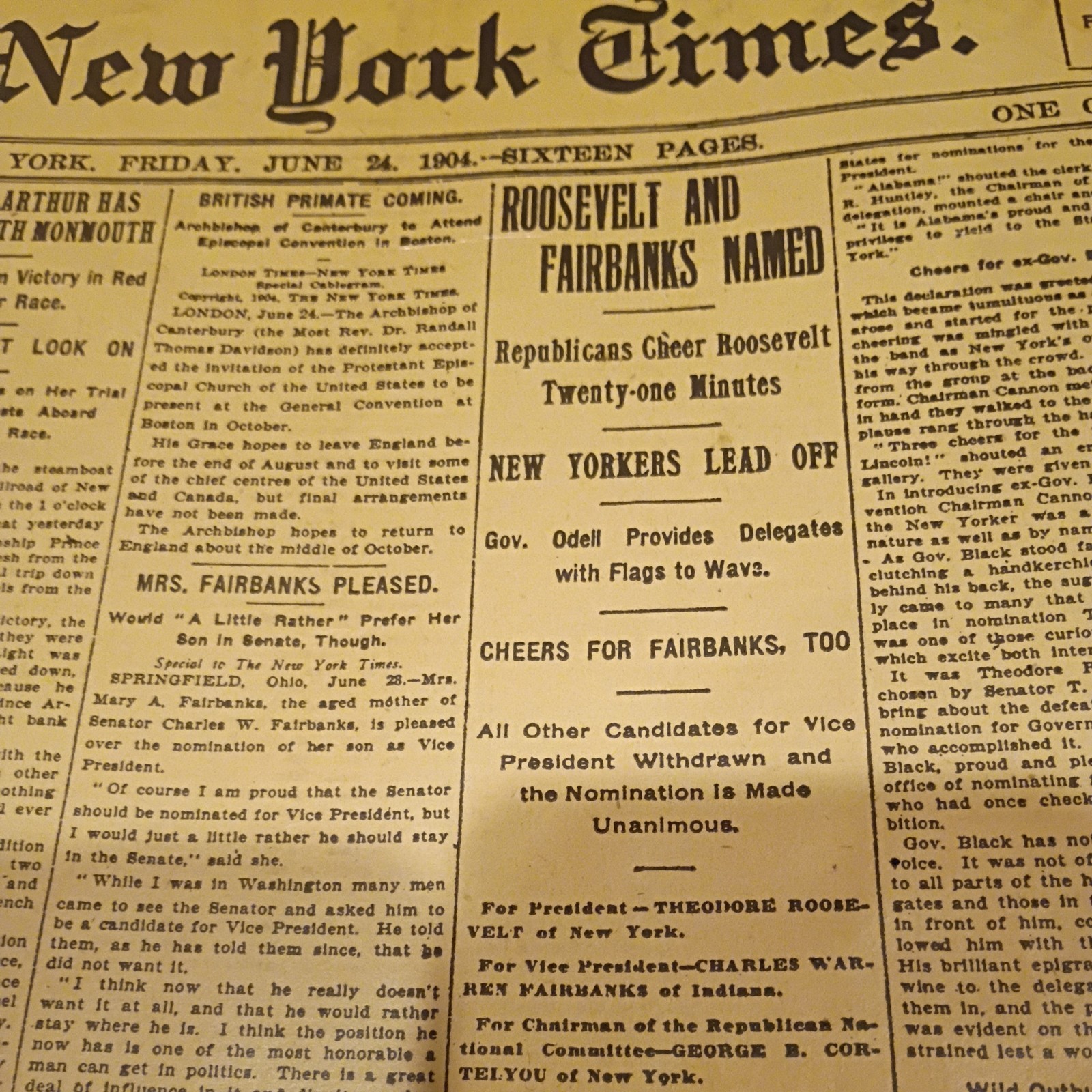 New York Times Newspape July 6, 1900; June 24, 1904; June 7, 1884; July 12, 1884