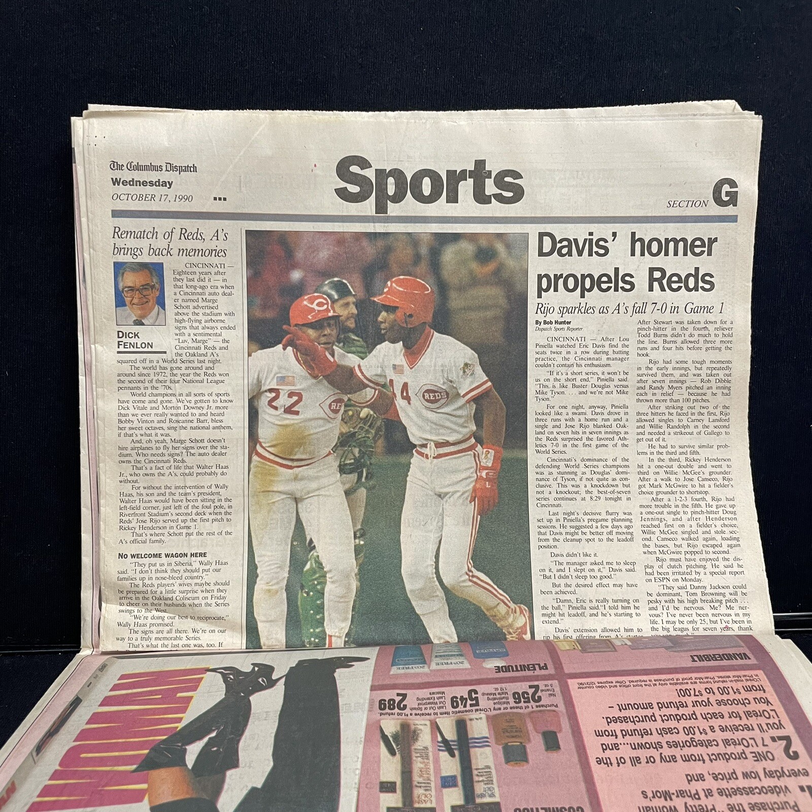 Columbus Dispatch Cincinnati Reds Win Game 1 Of World Series Newspaper 1990