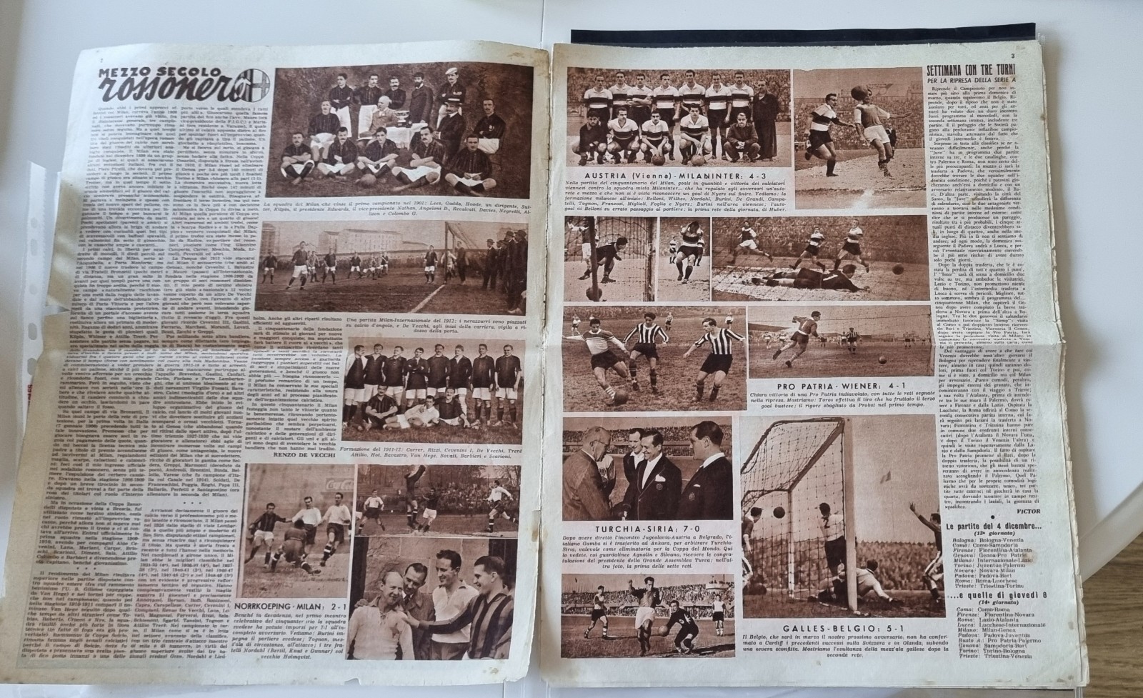 FOOTBALL NEWSPAPER ENGLAND Vs ITALY INTERNATIONAL IL CALCIO ILLUSTRATO n48 1949