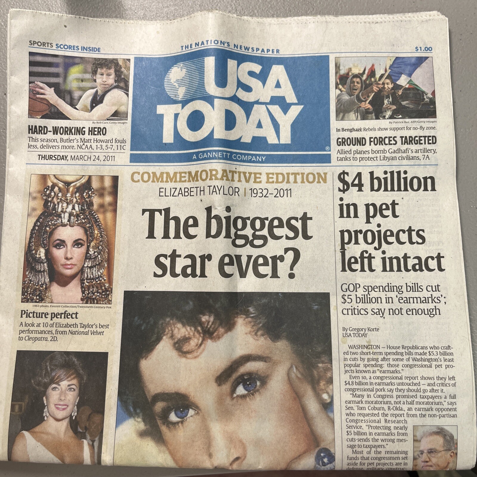 Elizabeth Taylor USA Today March 24, 2011 Commemorative Edition
