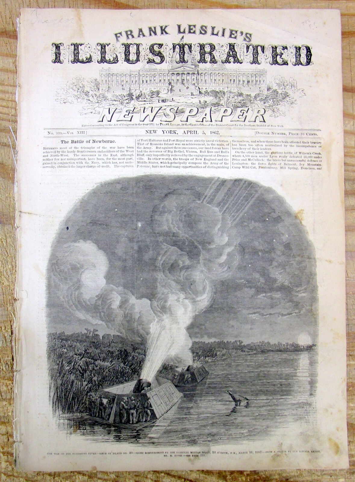 1862 Leslie’s Illustrated newspaper & an “EXTRA” w Civil War BATTLE OF PEA RIDGE