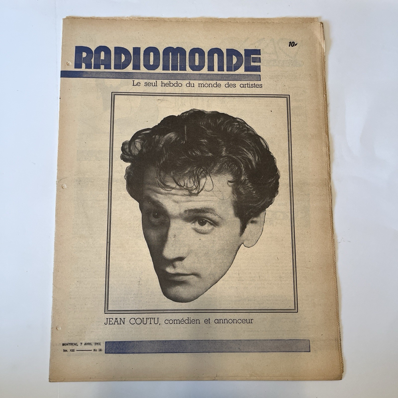 JEAN COUTU Radiomonde 1940’s Journal Radio-Canada Québec RARE