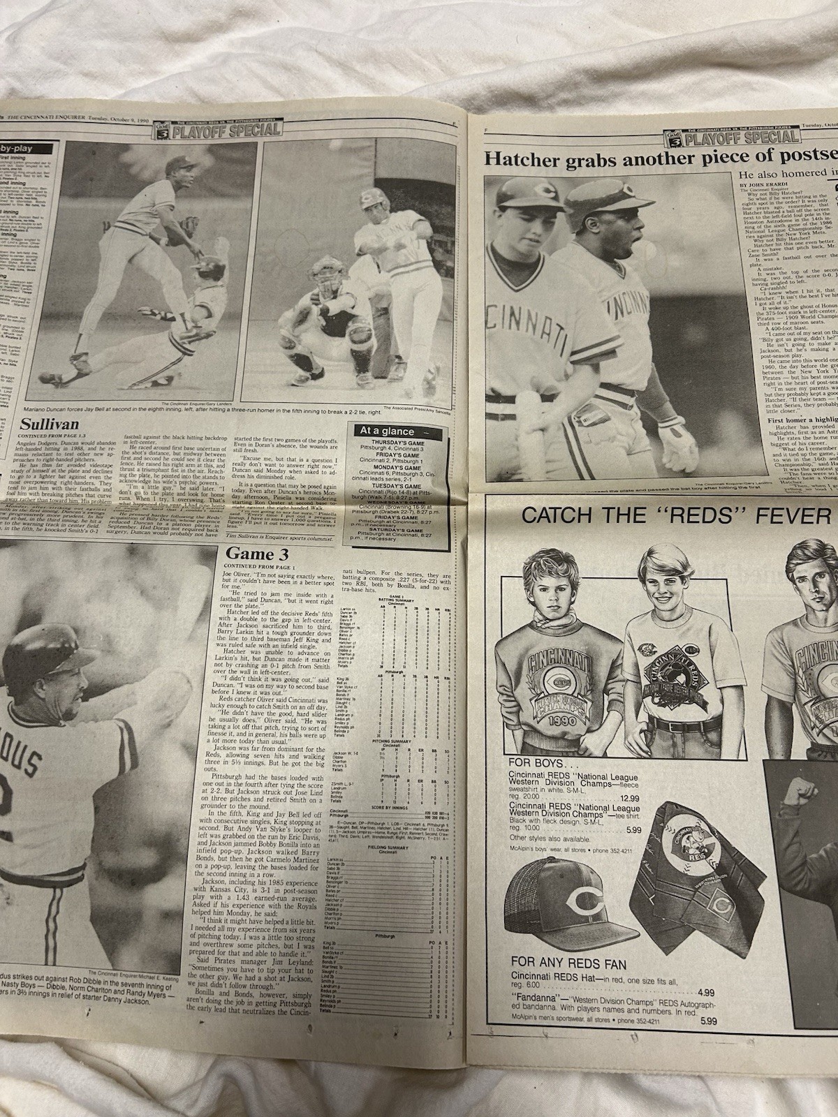 Oct 9, 1990 Cincinnati Enquirer -Reds’ 6-3 playoff victory in game 3