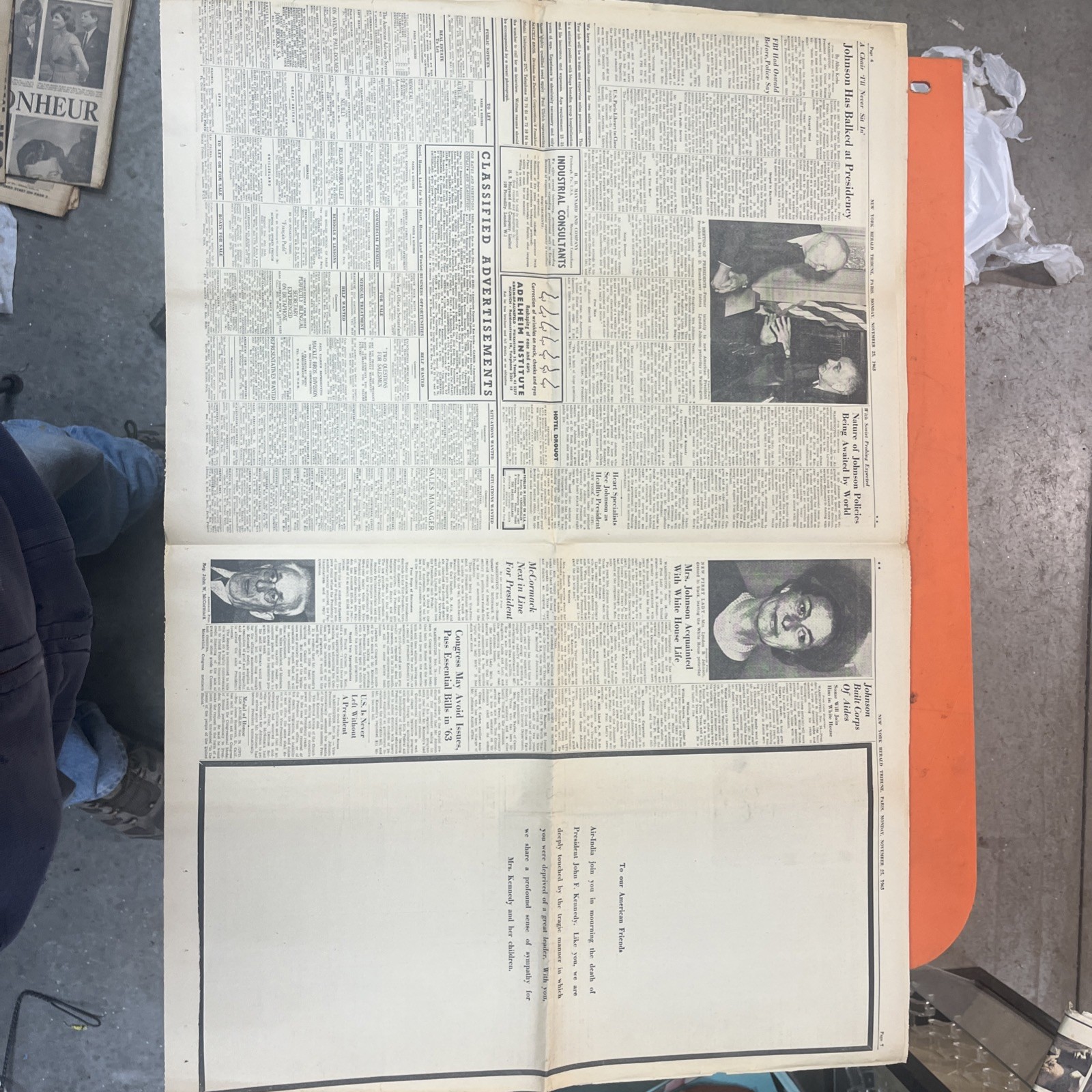 JFK Assassination Newspaper NY Herald Tribune RARE European Ed Paris Nov 25 1963