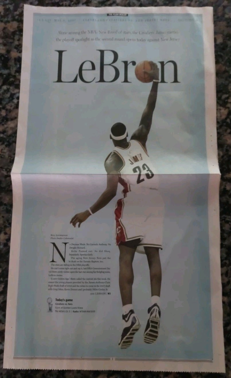 Plain Dealer newspaper LeBron James lot of 3 – 2003 high school 2004 ROY 2007