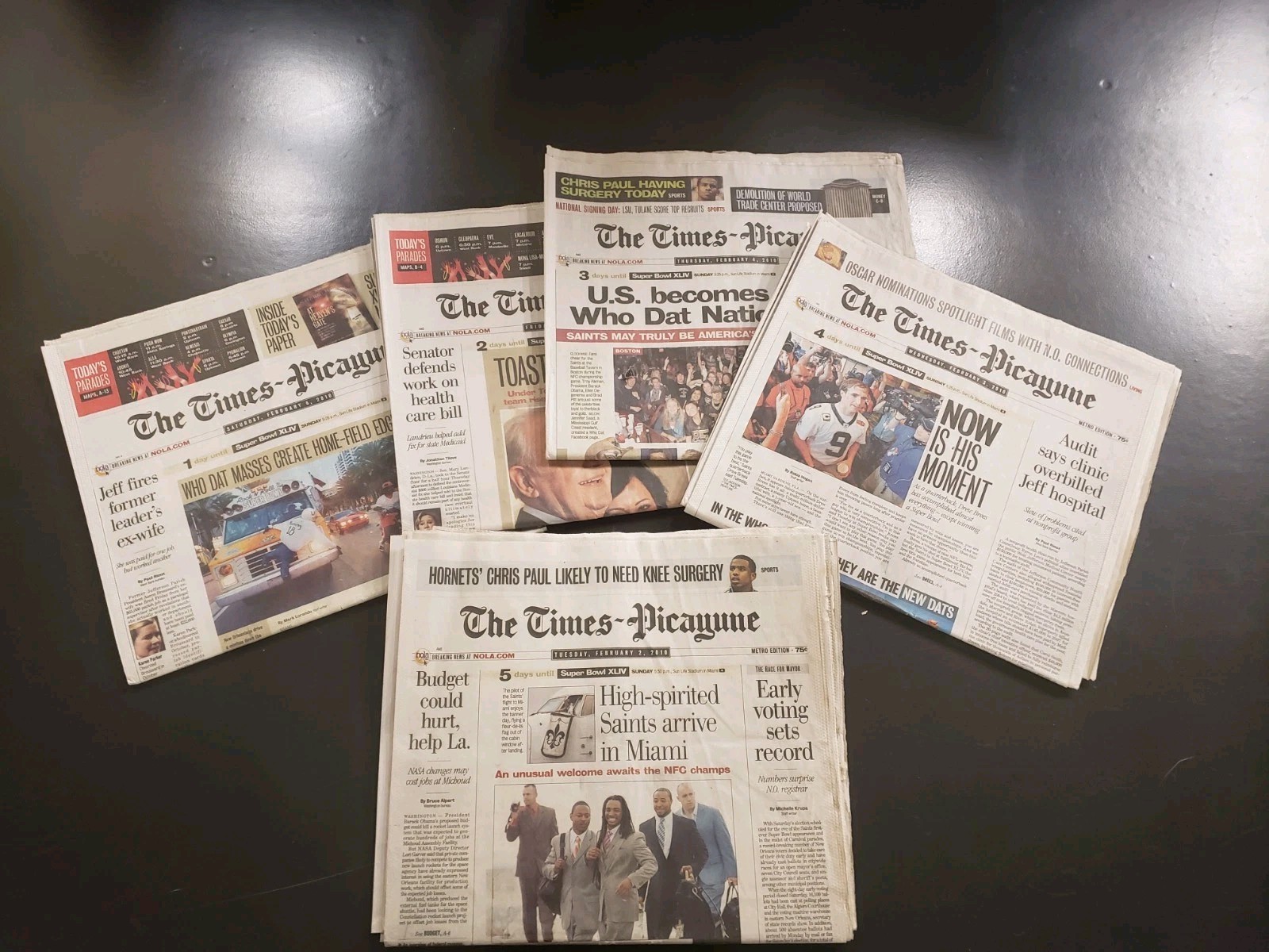 2009 Pre Super Bowl XLIV New Orleans Saints Newspaper Lot February 2010