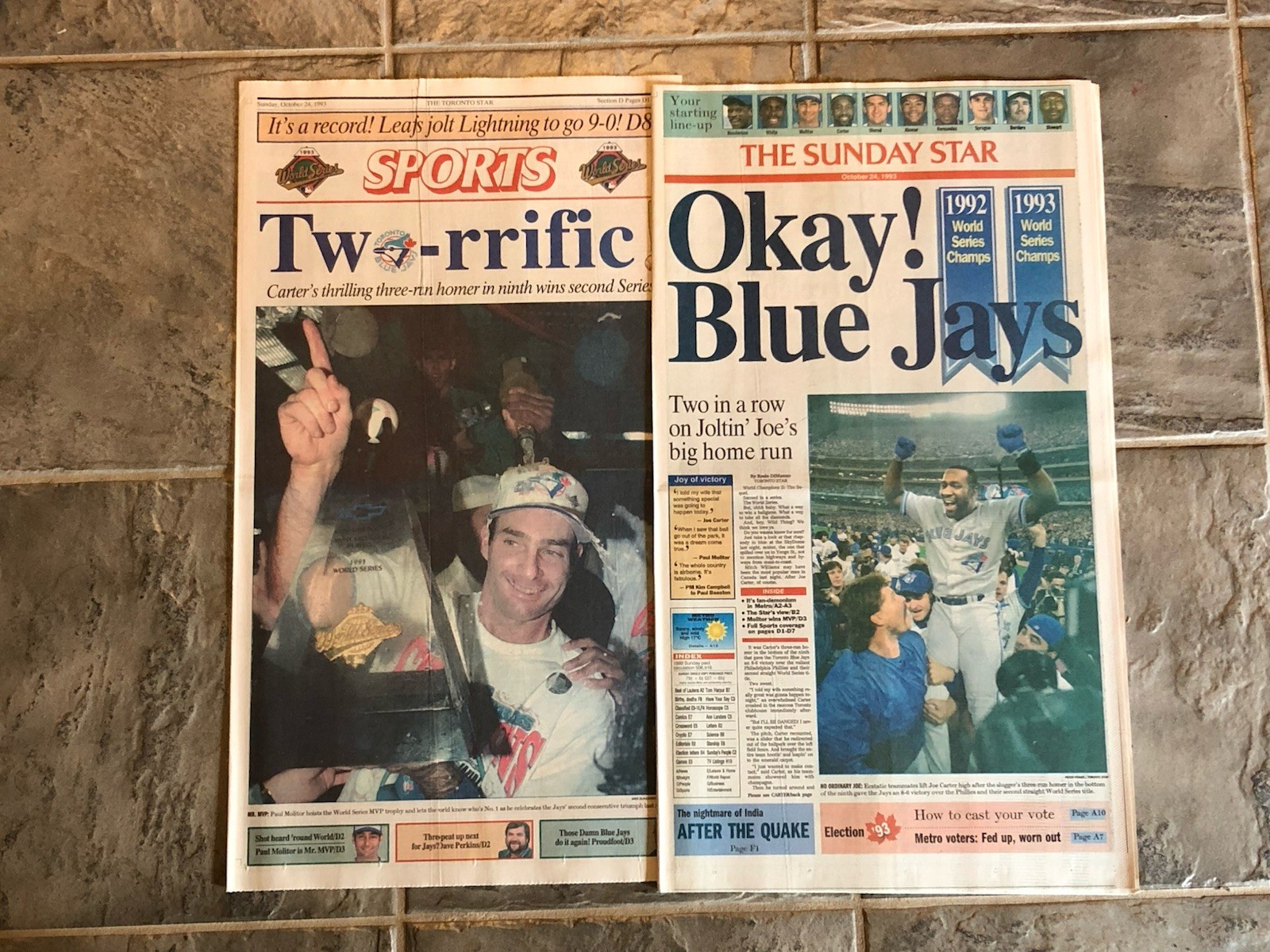 1993 Toronto Blue Jays World Series Champions Baseball Newspaper