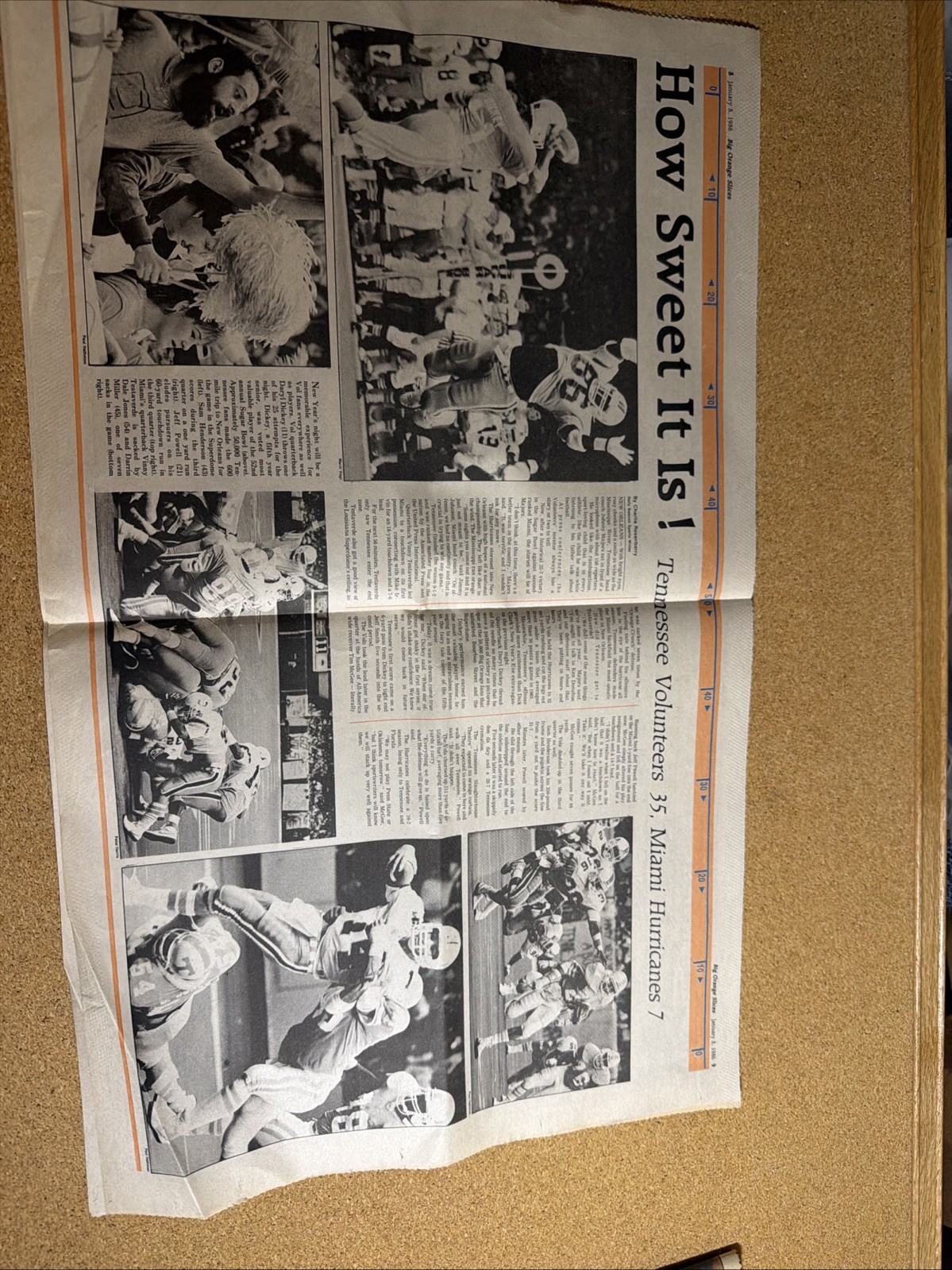 1985 Tennessee Vols Football Sugar Bowl Sugar Vols 2 Paper Special Inserts VG