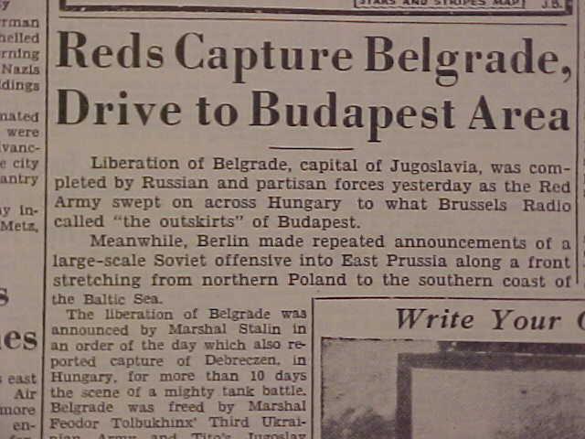 VINTAGE NEWSPAPER HEADLINE~ WORLD WAR 2 Mac ARTHUR RETURNS PHILIPPINES WWII 1944