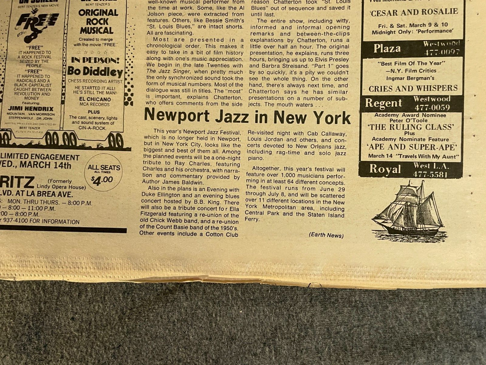 March 1973 Los Angeles Free Press Newspaper Newport Jazz Seals Crofts Crime