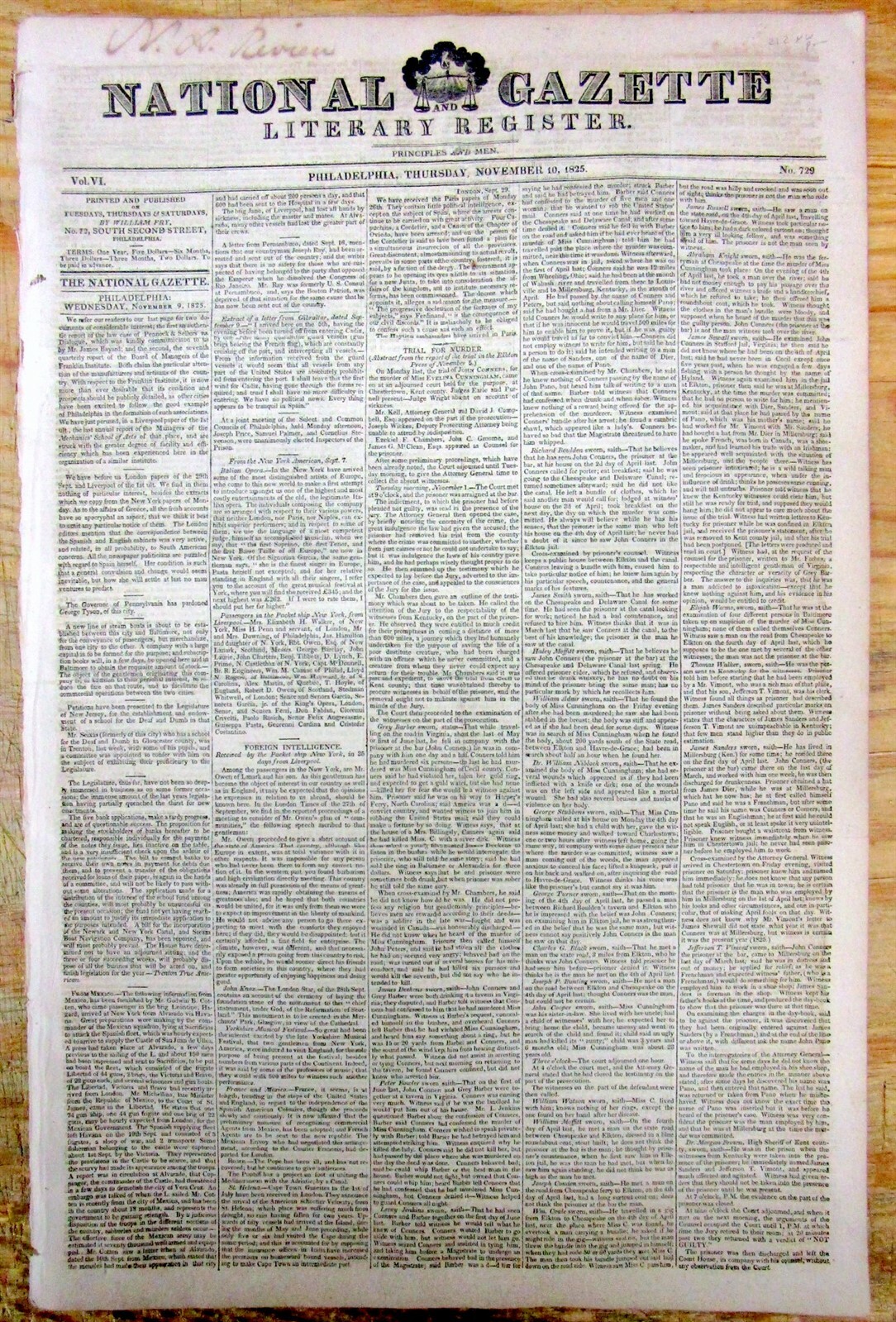 1825 newspaper w long essay on the EARLY SEARCH for a maritime NORTHWEST PASSAGE