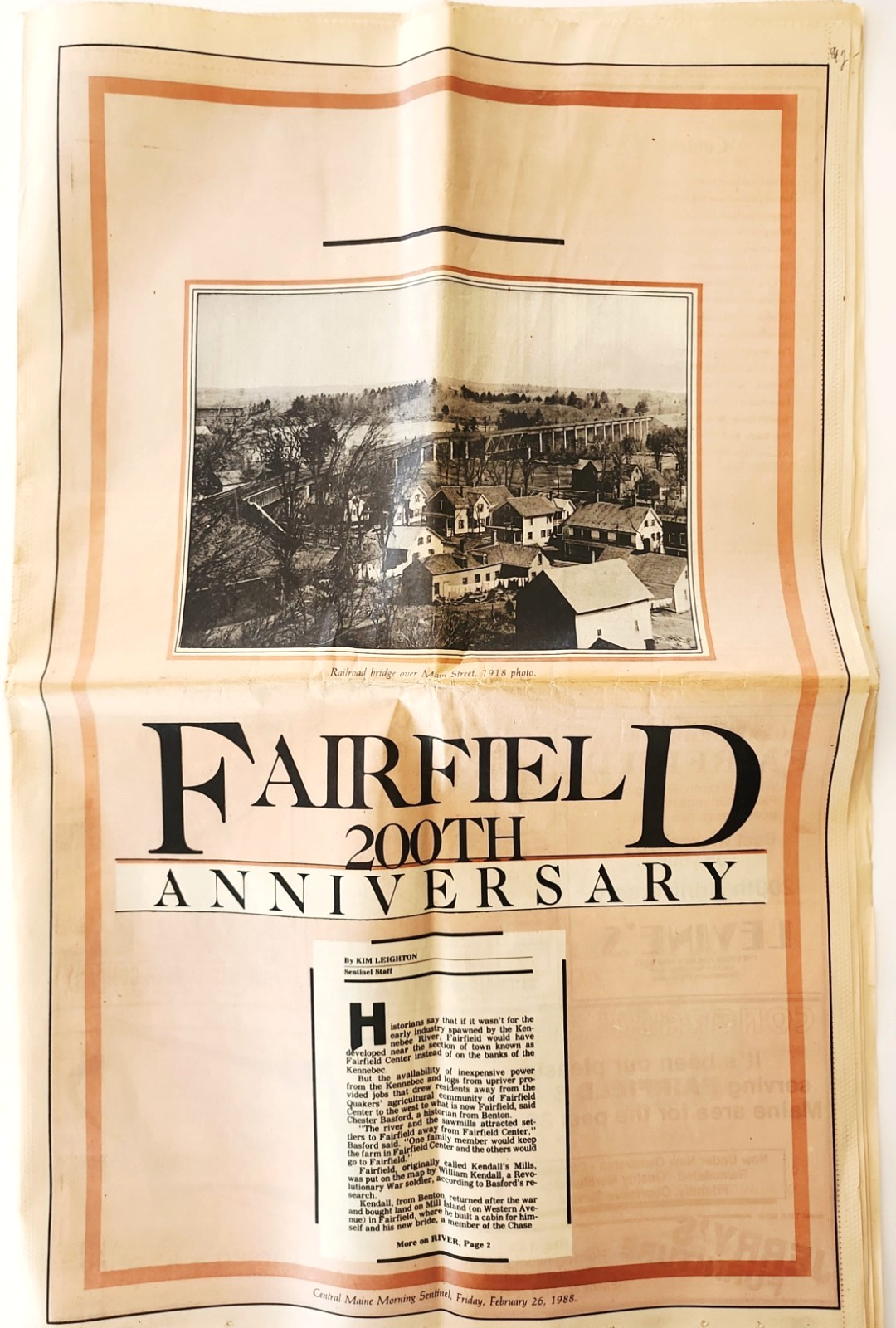 1988 Central Maine Sentinel Newspaper Fairfield 200th Anniversary Bicentennial