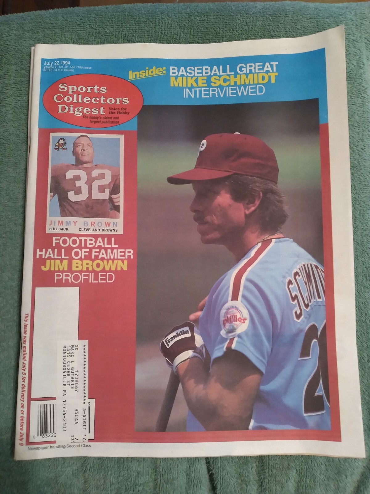 July 22, 1994 Sports Collectors Digest Phillies Hall of Fame 3B Mike Schmidt