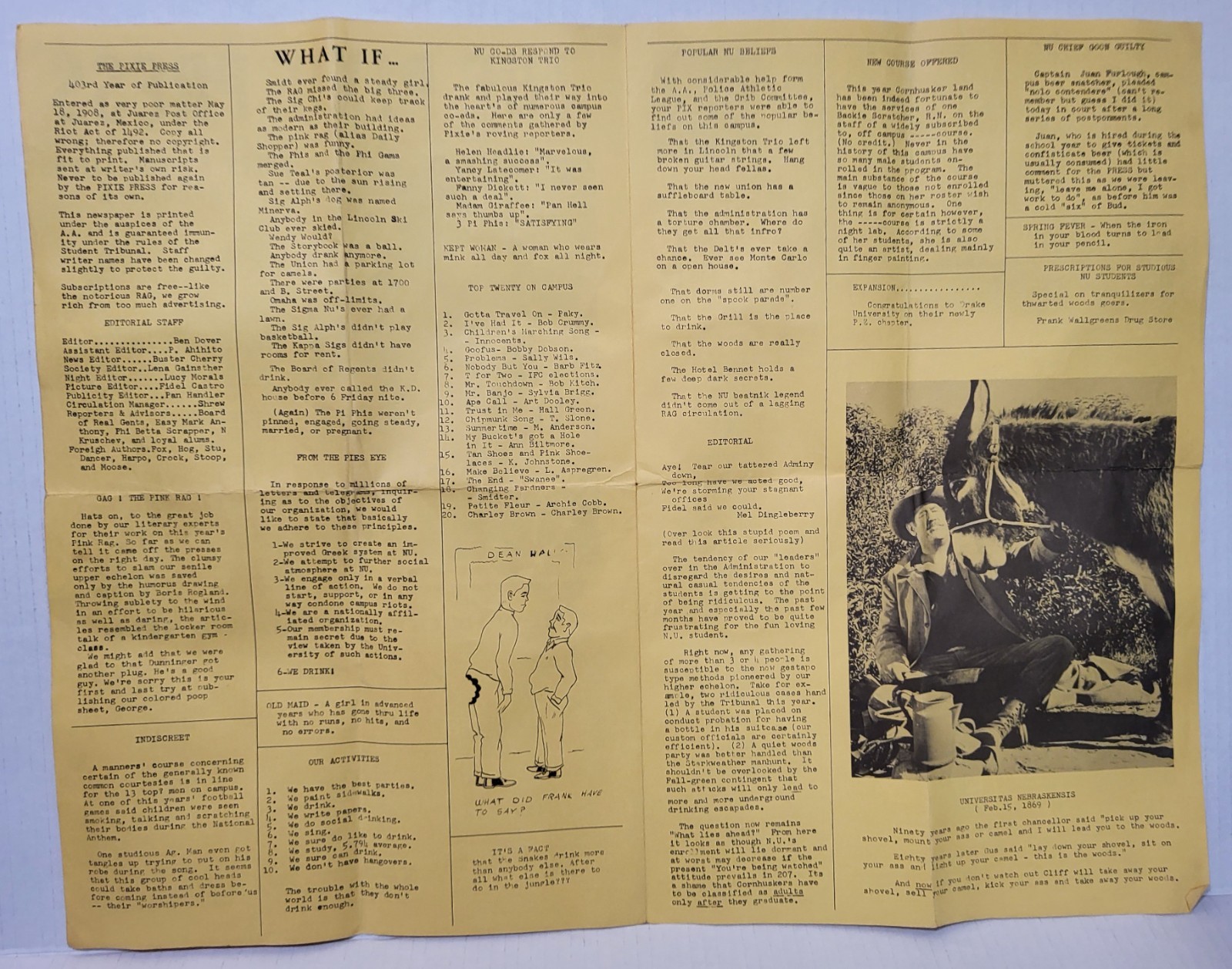 Rare 1959 Pixie Press Nebraska Underground Pi Xi Ivy Day Satire Gossip Paper