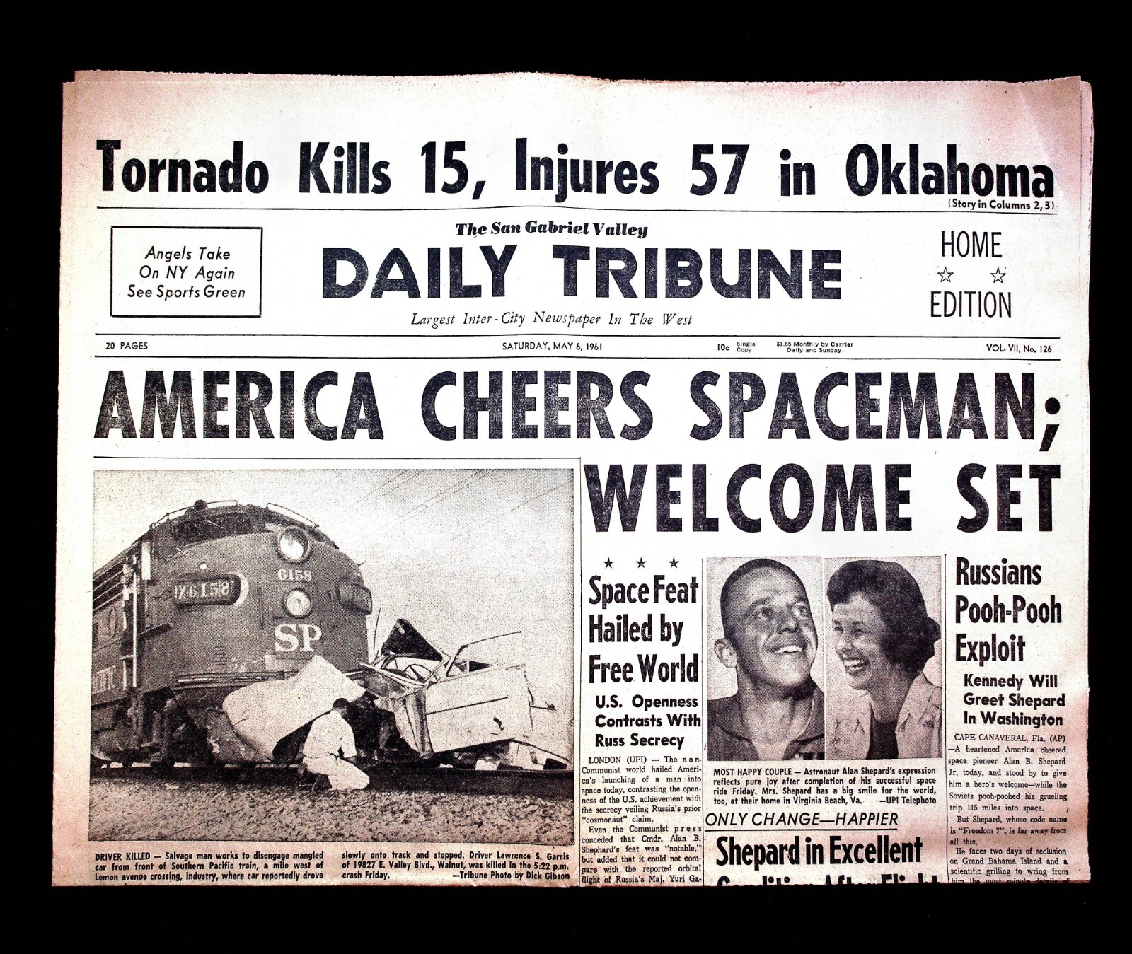 1961 May 6 San Gabriel Valley Daily Tribune Newspaper Spaceman Alan Shepard