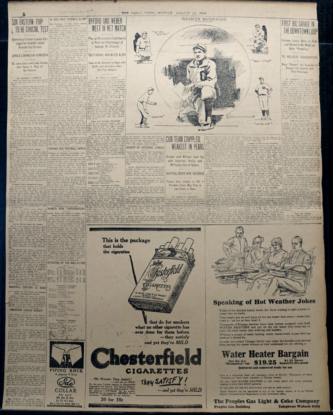 1916 Chicago Sports Pages – Christy Mathewson Traded To Cincinnati Reds