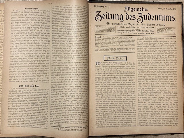 All 52 issues of the Journal “Jewish General Newspaper” Berlin 1914 rare
