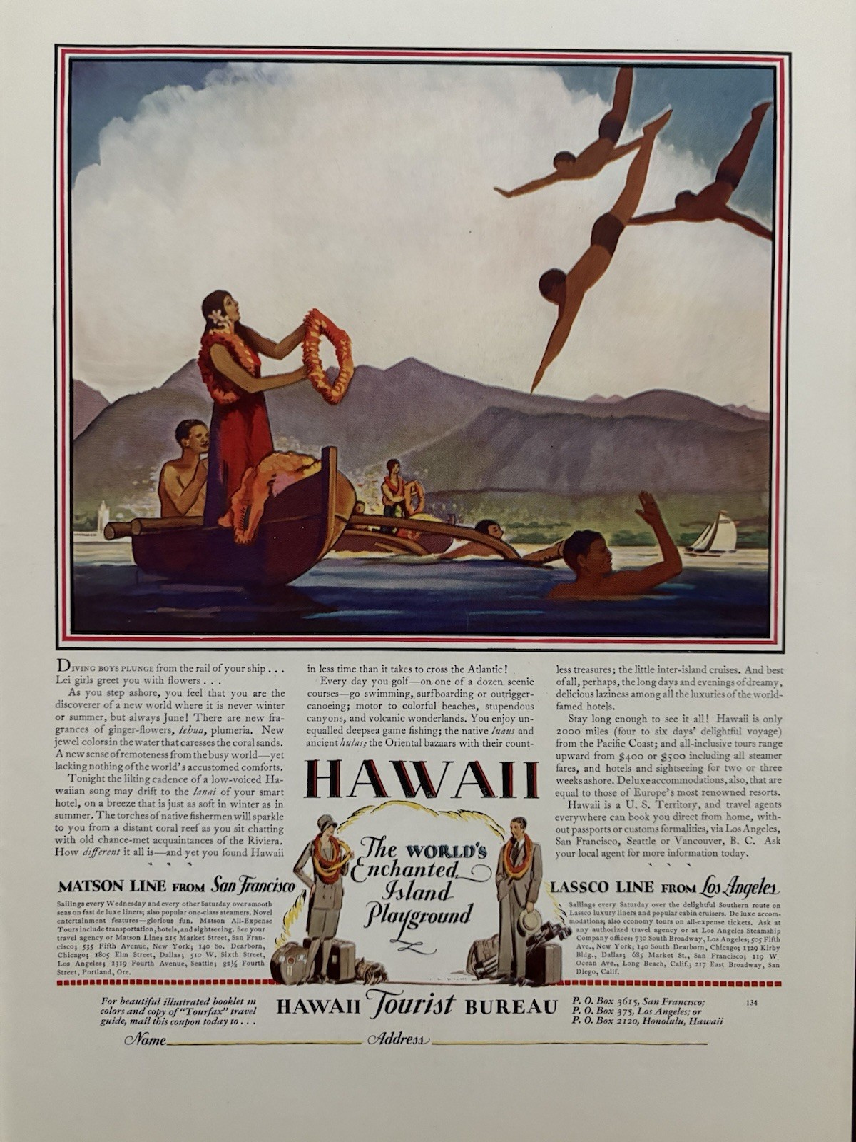 Hawaii Tourist Bureau Tourism Vintage Magazine Ad RCA Radiola Town&Country 1920s