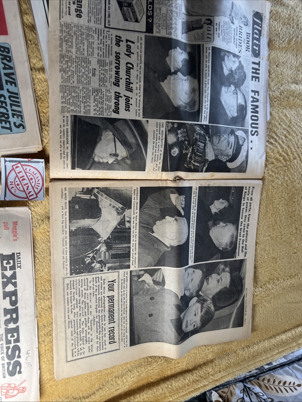 Historical Headlines X 4 Bundle Churchill 9 11 Original Newspapers Job Lot