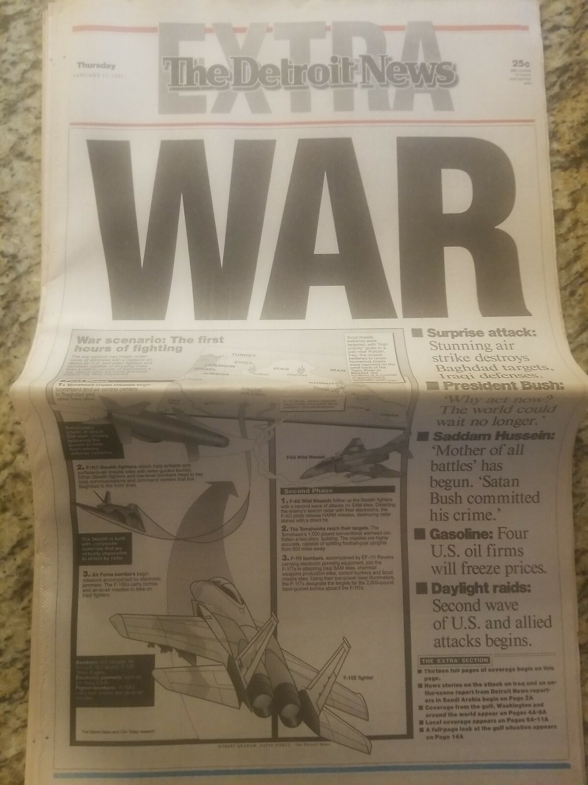 The Detroit News WAR Gulf War Extra Edition 1/17/91