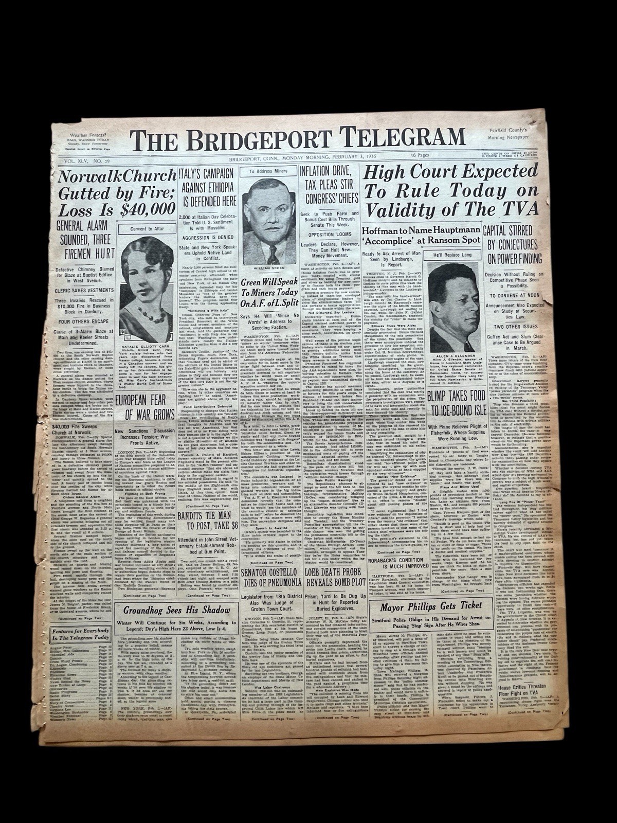 1936 newspaper BABE RUTH Christy Mathewson TY COBB Elected BASEBALL HALL of FAME