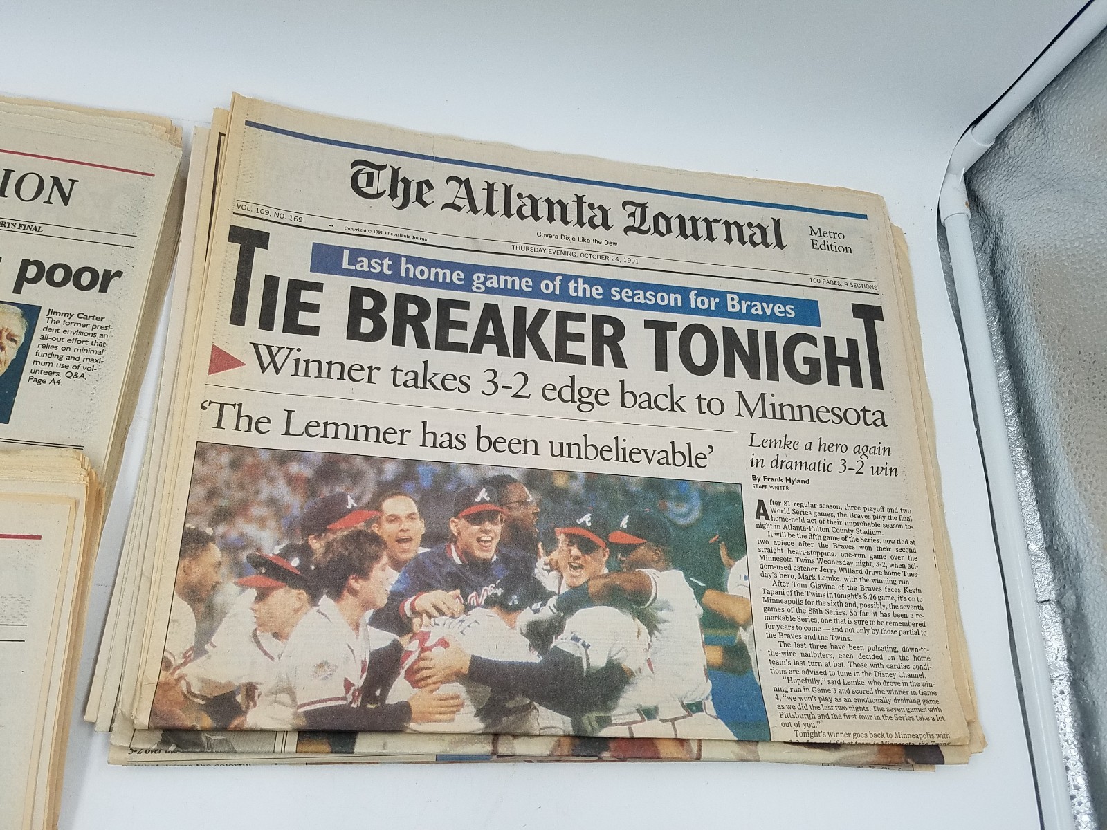 Lot of 8 – Atlanta Braves 90’s Playoff AJC Newspapers, World Series