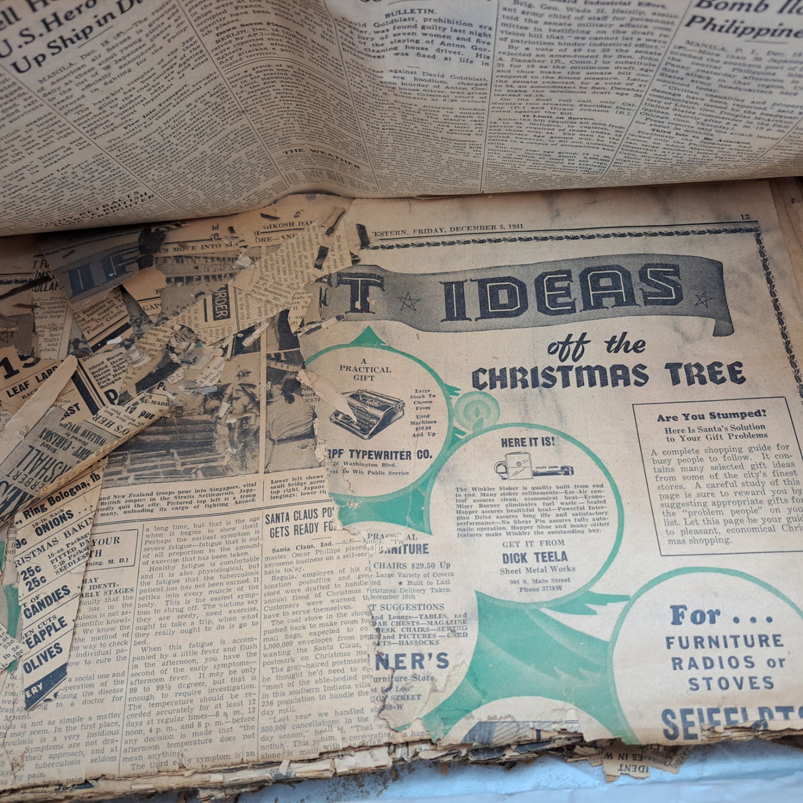Vintage Ephemera WW2 1940’s Newspaper, An Assorted Lot