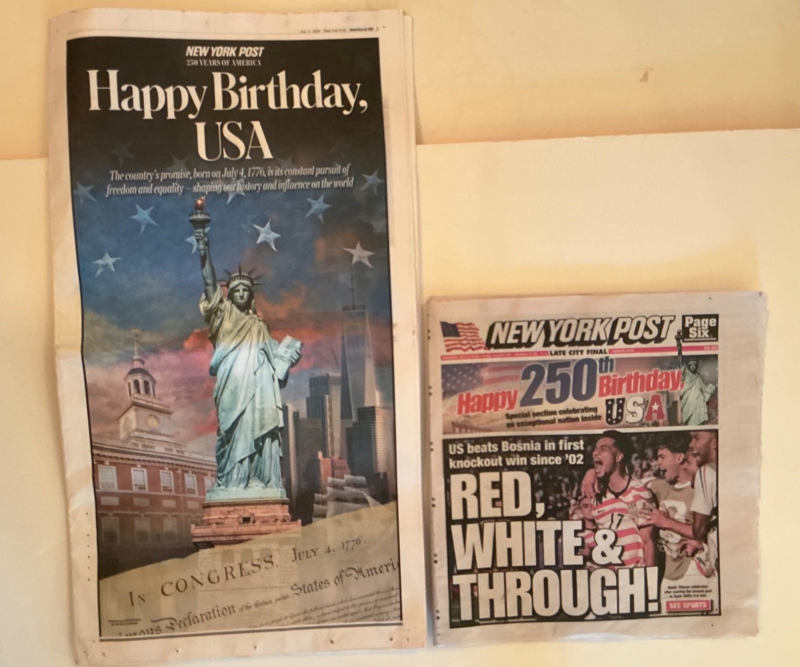 New York Post Happy 250th Birthday USA Red White and Through, July 2, 2026