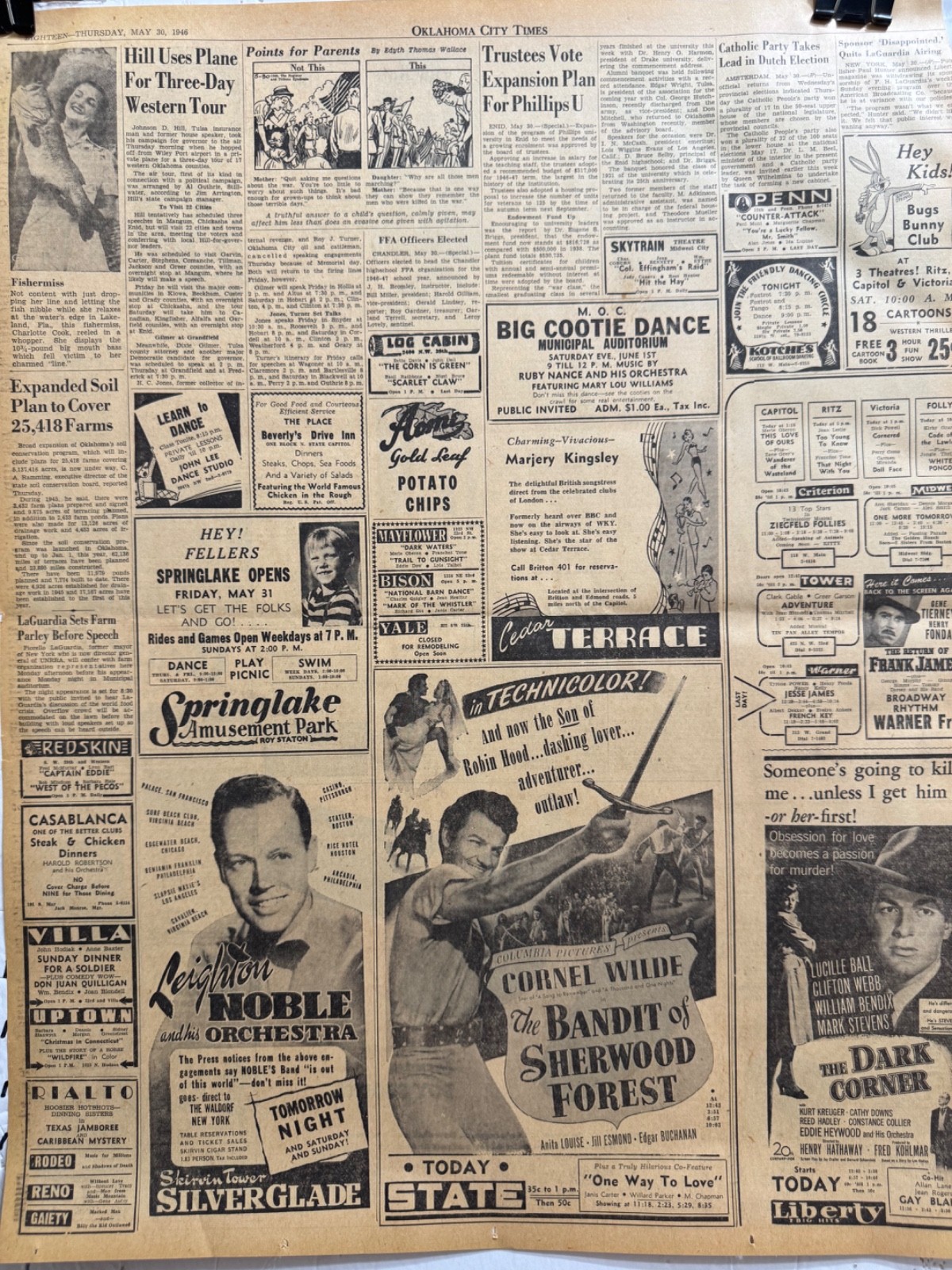 1946 MAY MOVIE ADS TWENTY-TWO OKLA. CITY NEWSPAPER PAGES WITH LOTS OF ADS