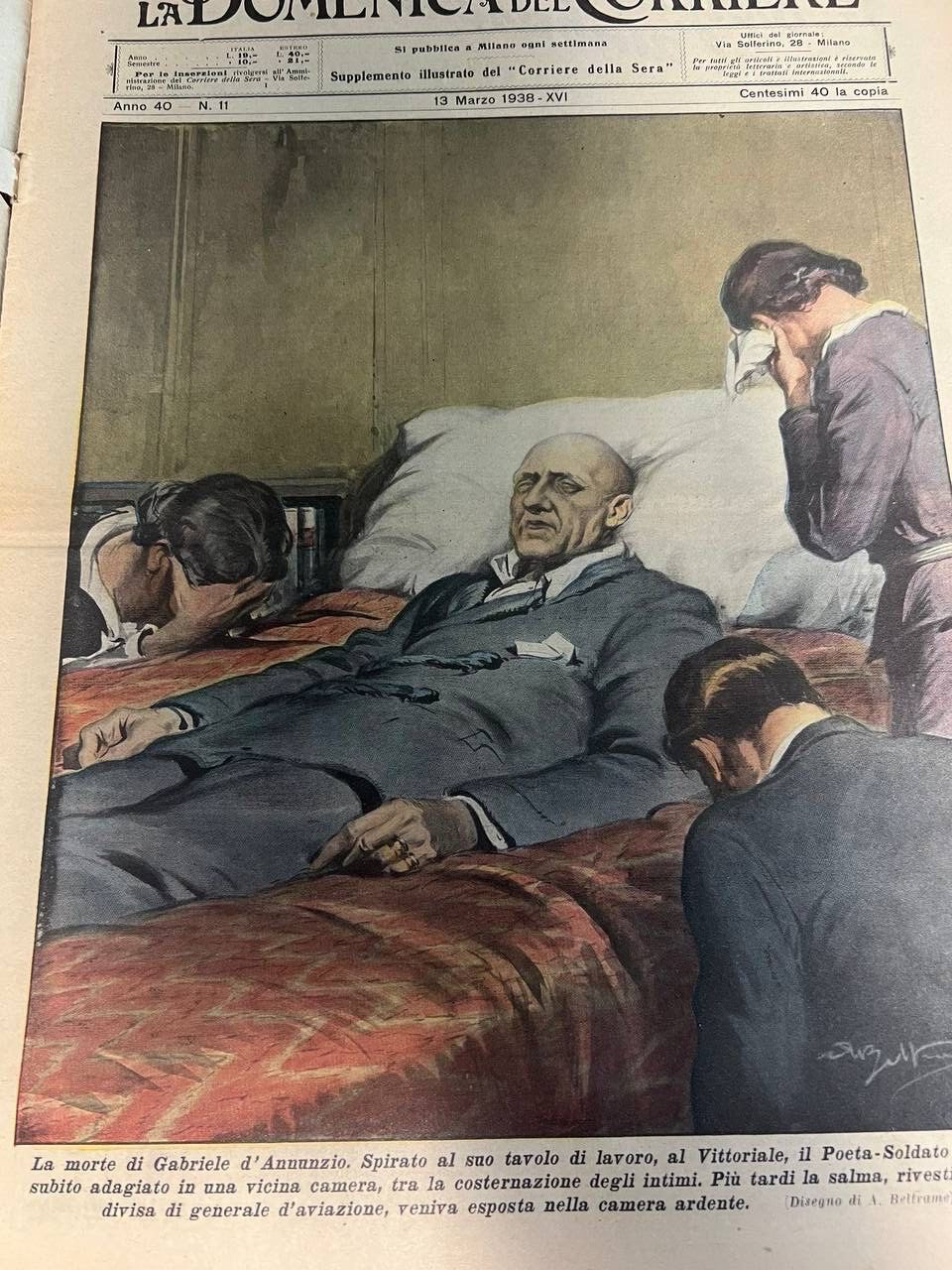 1938 Death of the Poet Writer Aviator War Hero Gabriele D’Annunzio CAMPARI C7-4