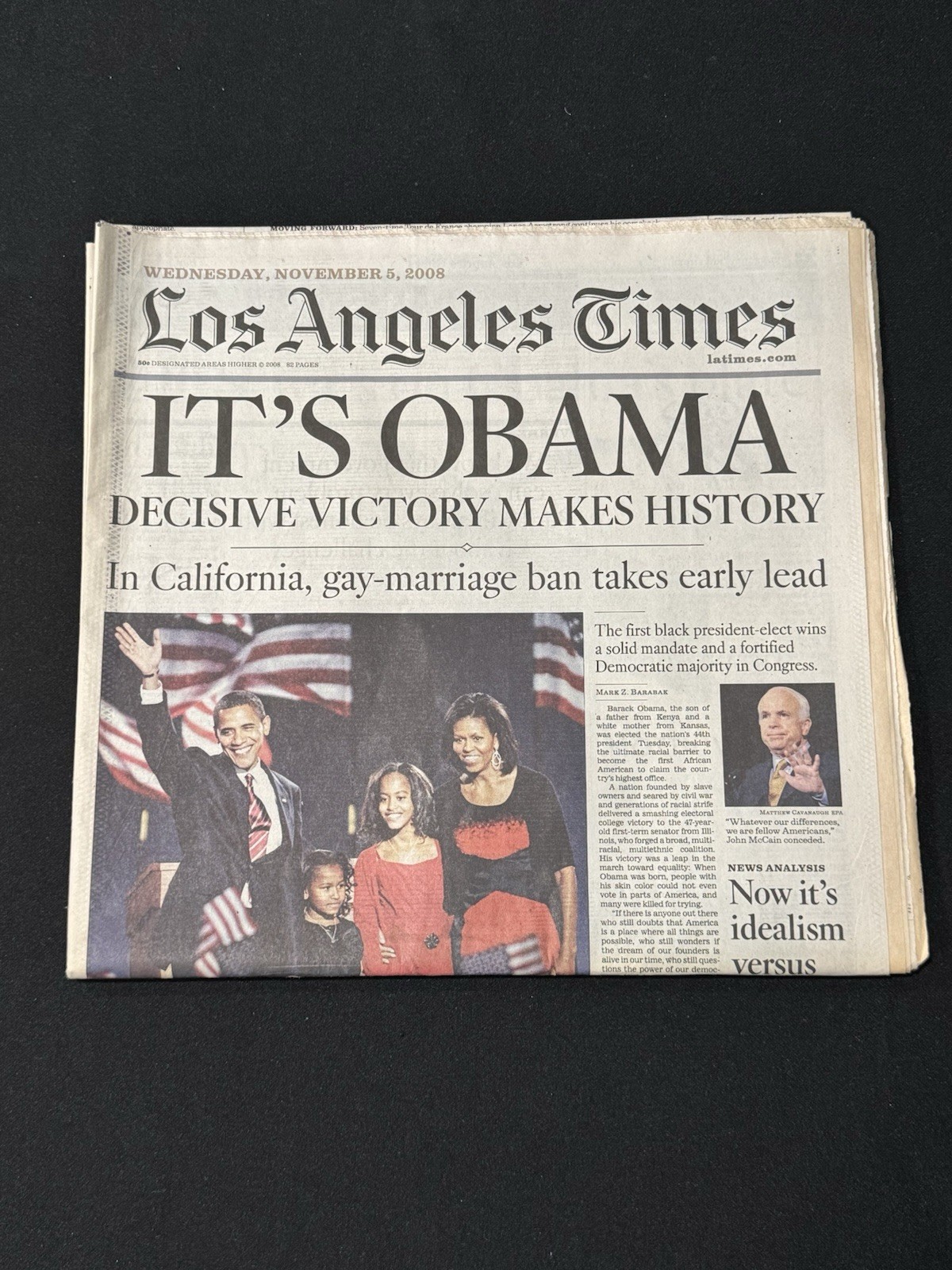 2008 Los Angeles Times Obama Election Newspaper Nov 5 Historic Front Page